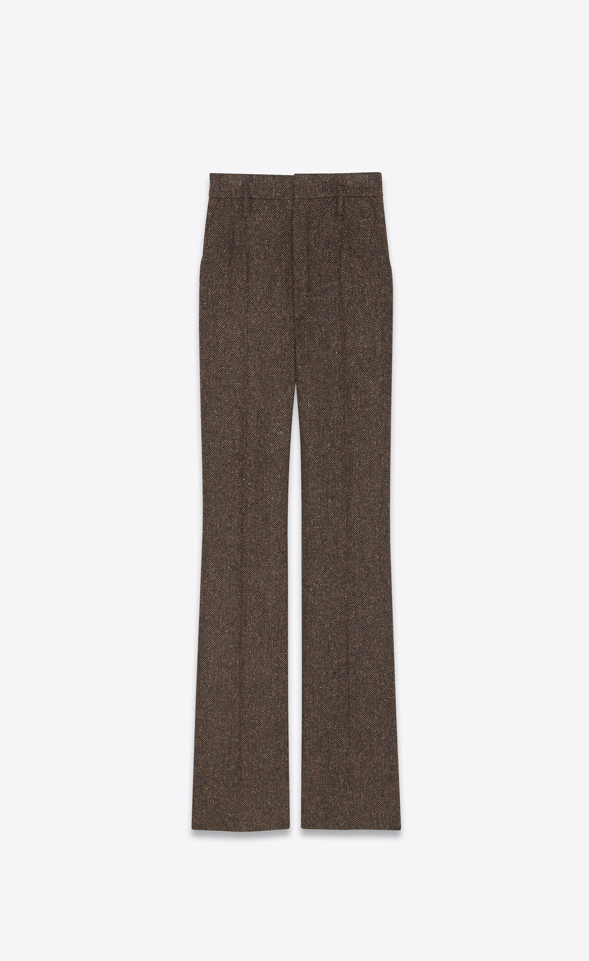 Saint Laurent Paris o1tp1o0125 High Waisted Pants In Chevron Tweed in Brown Size 30" / US 8 / IT 44 - 1 Thumbnail