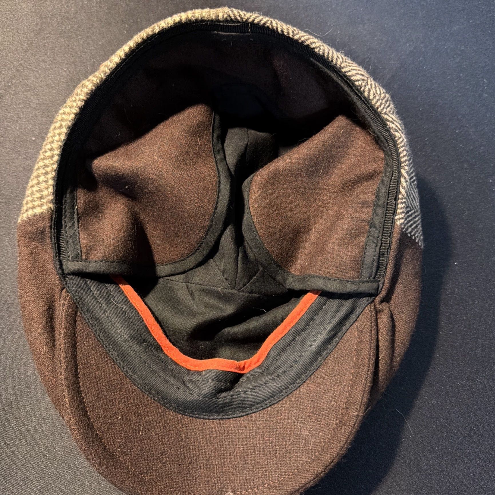 Dockers VINTAGE Dockers Men Newsboy Hat L/XL Brown Cream Ear Flap Wool Polyester Size ONE SIZE - 2 Thumbnail