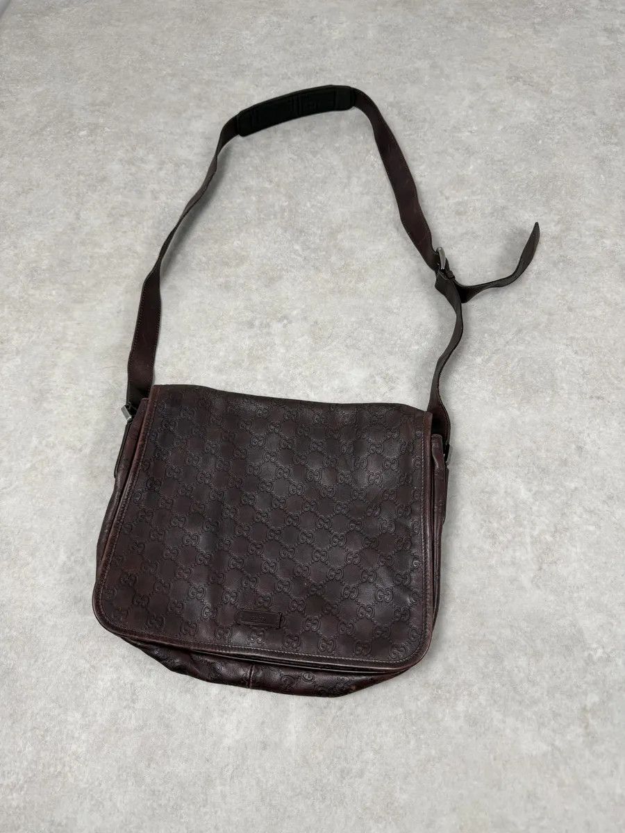 Gucci 2000s Gucci Monogramm G Brown Leather Shoulder Bag Size ONE SIZE - 9 Thumbnail