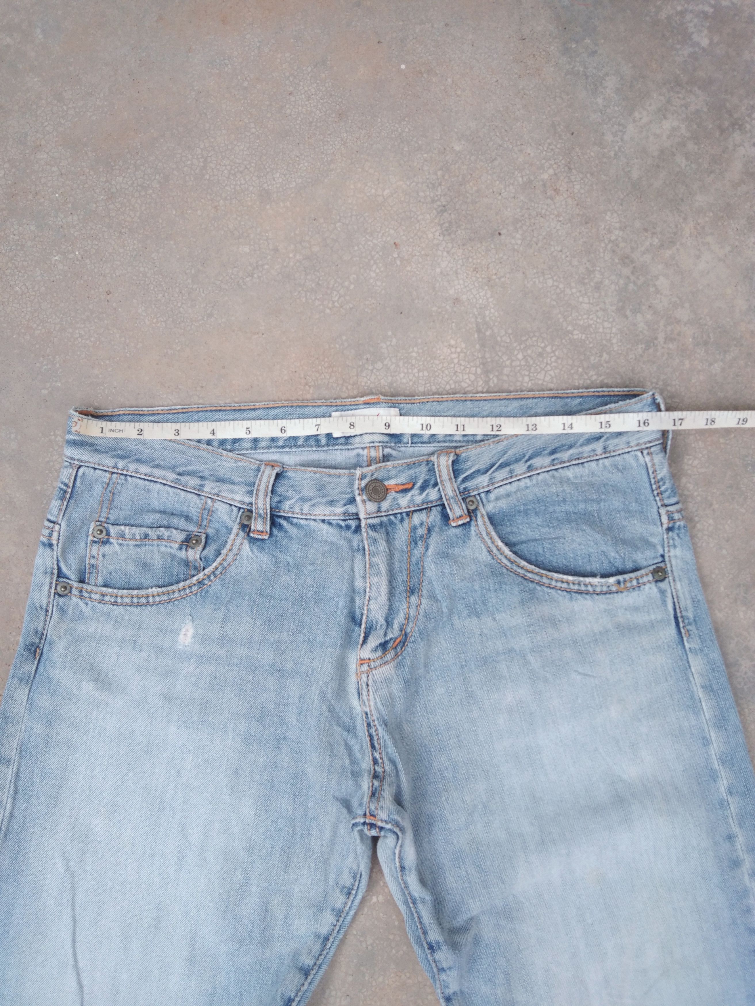 Japanese Brand Vintage Michel Klein Faded Blue Distressed Jeans 32x29 Size US 32 / EU 48 - 4 Thumbnail