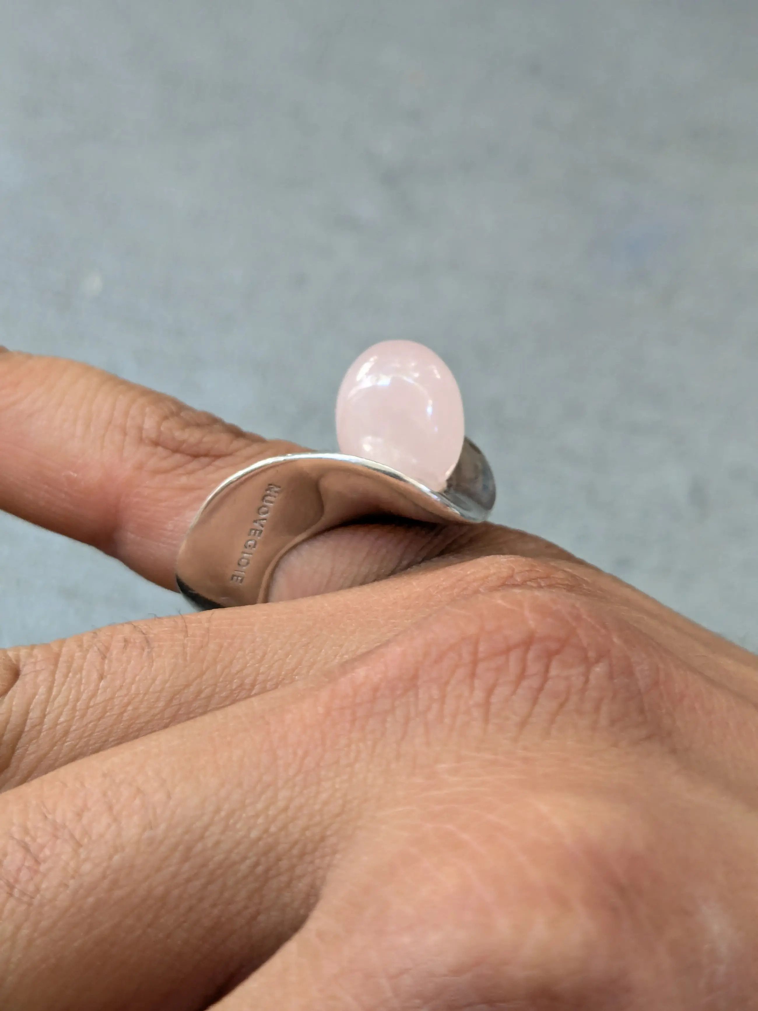 Jewelry Nuovegioie Sterling Silver Ring 6.5 Rose Quartz Abstract Size ONE SIZE - 13 Thumbnail