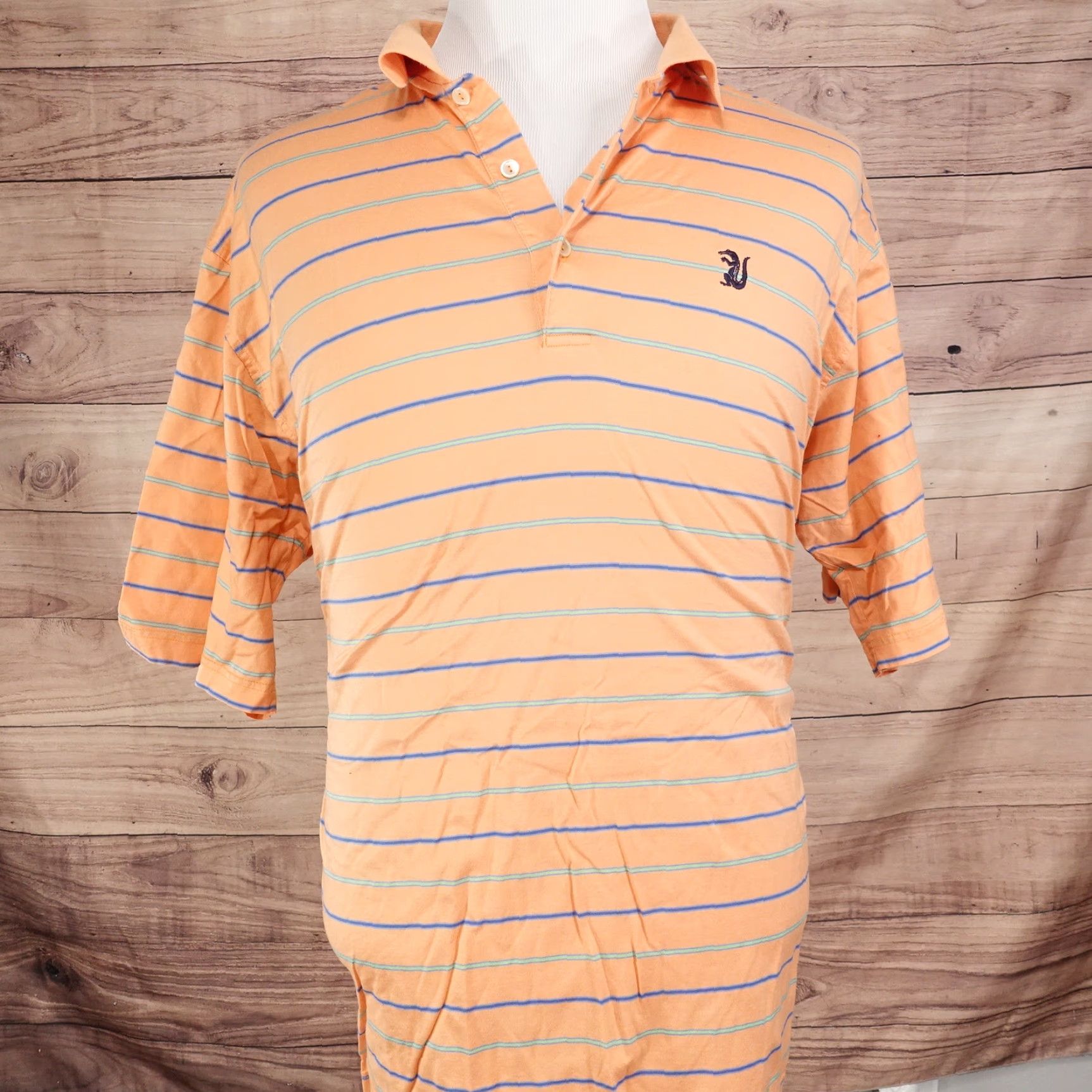 Peter Millar Vintage Peter Millar Polo Shirt Men XL Short Sleeve Striped Mercerized Cotton Orange 2000s Size US XL / EU 56 / 4 - 3 Thumbnail