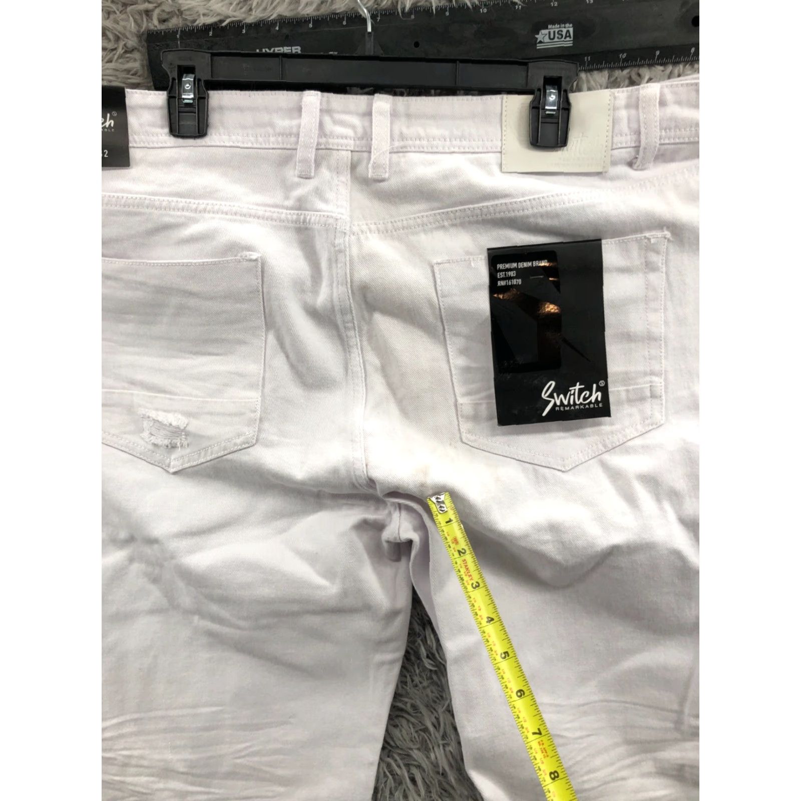 Vintage Switch Jeans Size 40x32 Mens Slim Tapered White Light Wash Distressed? No Distress Size US 40 / EU 56 - 6 Thumbnail
