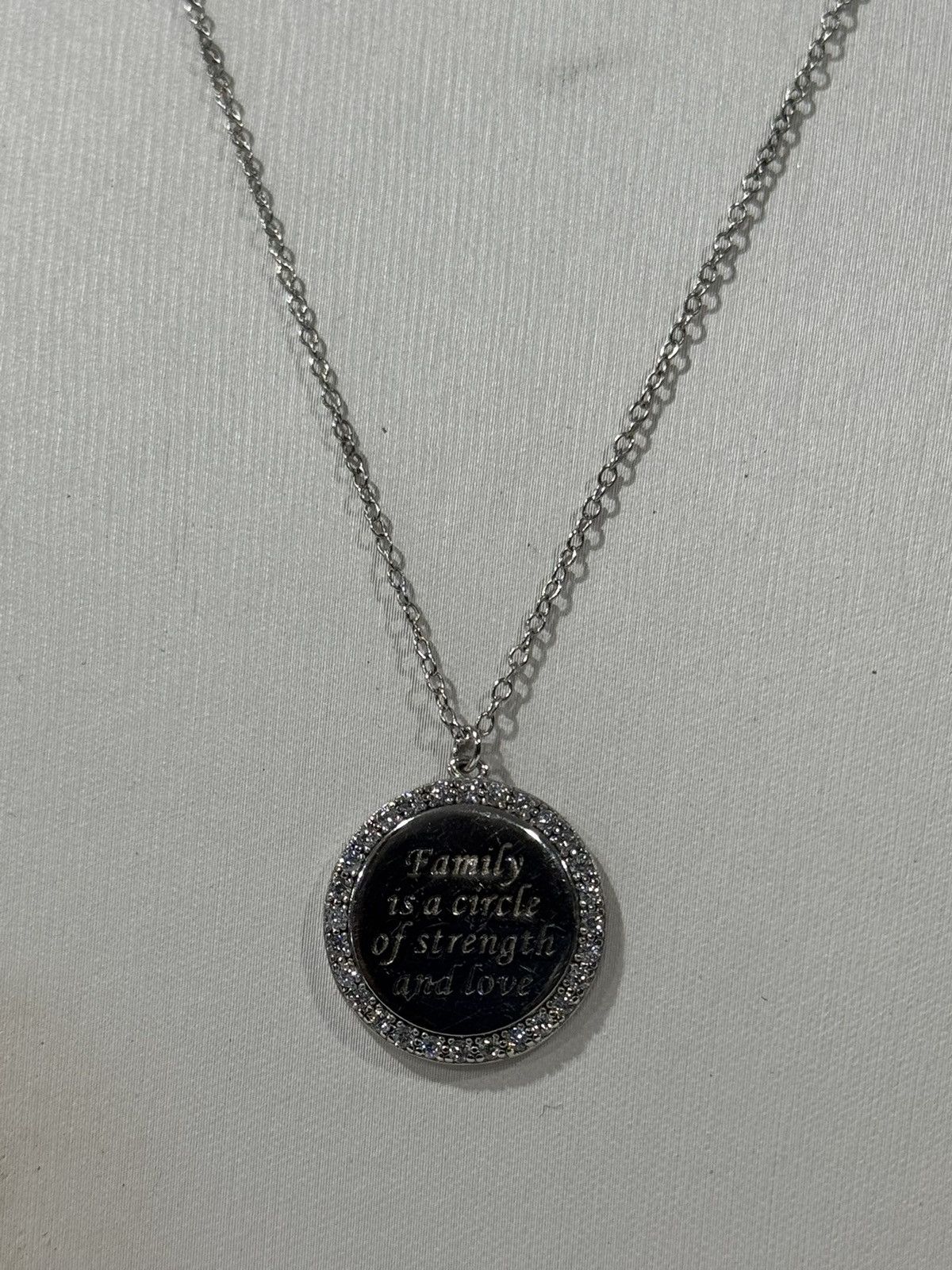 Sterling Silver 925 Sterling Silver Family Circle Necklace | CZ Halo Pendant Size ONE SIZE - 5 Thumbnail