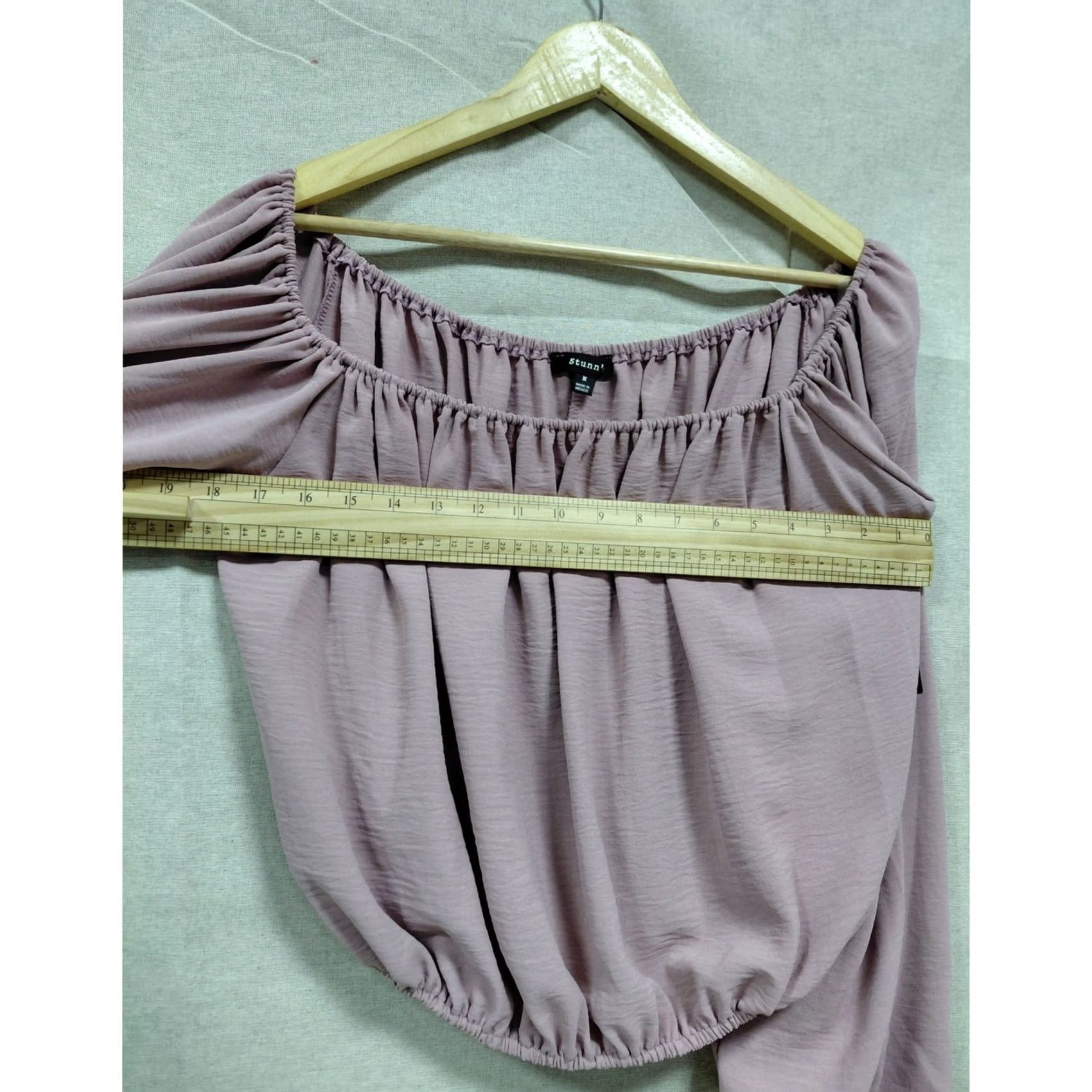Vintage Stunn'd Blouse Mauve Solid Long Sleeve Women Size M Off-Shoulder Size M / US 6-8 / IT 42-44 - 6 Thumbnail