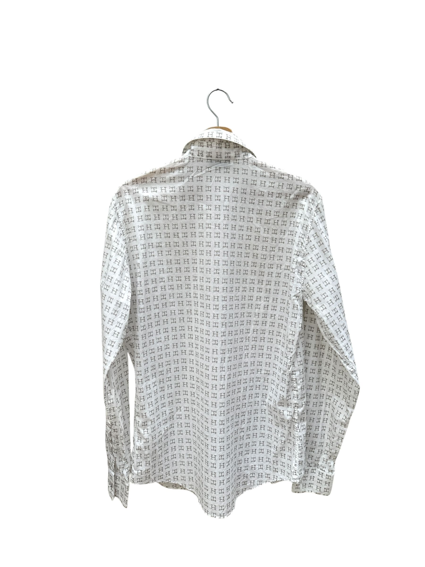 Hermes White Cotton Monogram Shirt Size US M / EU 48-50 / 2 - 5 Thumbnail