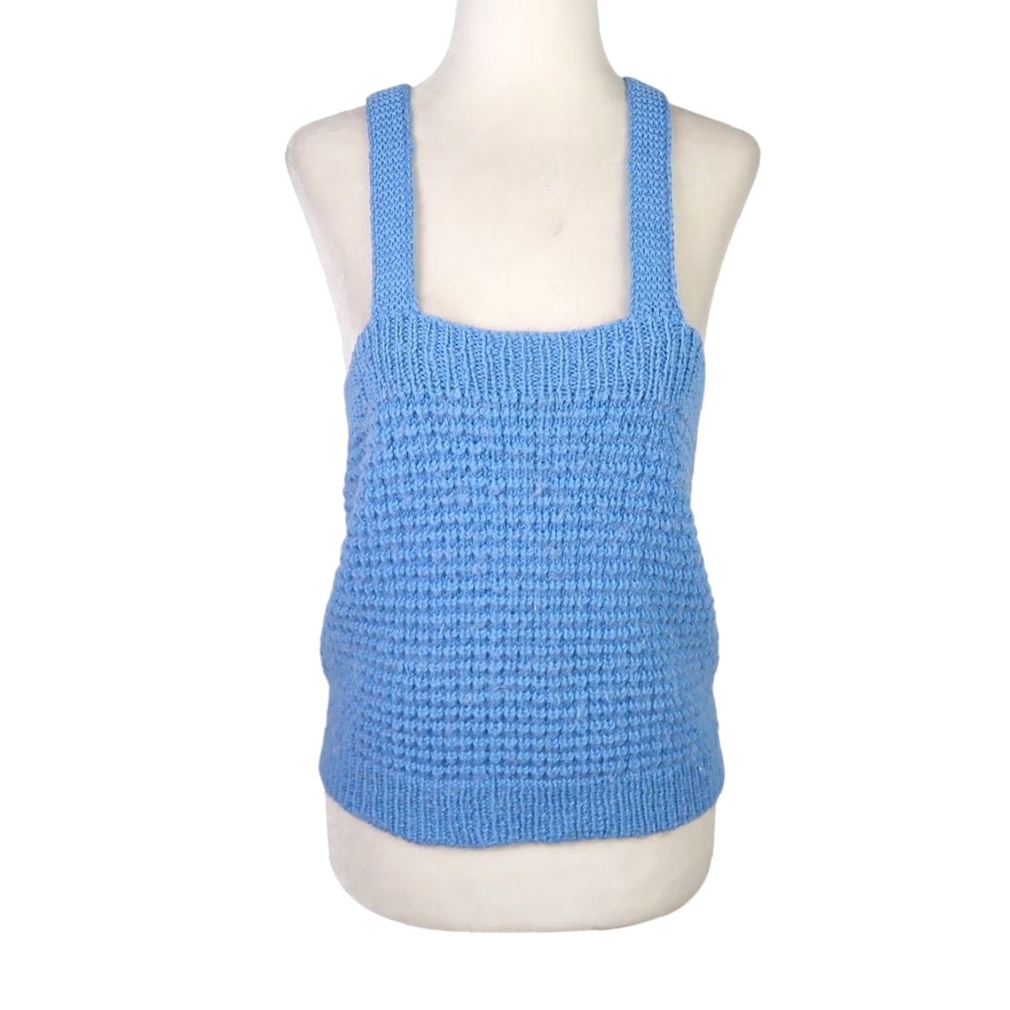 Vintage VINTAGE blue wool knit vest tank top S Wool Knit Sleeveless Square Neck Women 80s Casual Vest Size S / US 4 / IT 40 - 2 Thumbnail