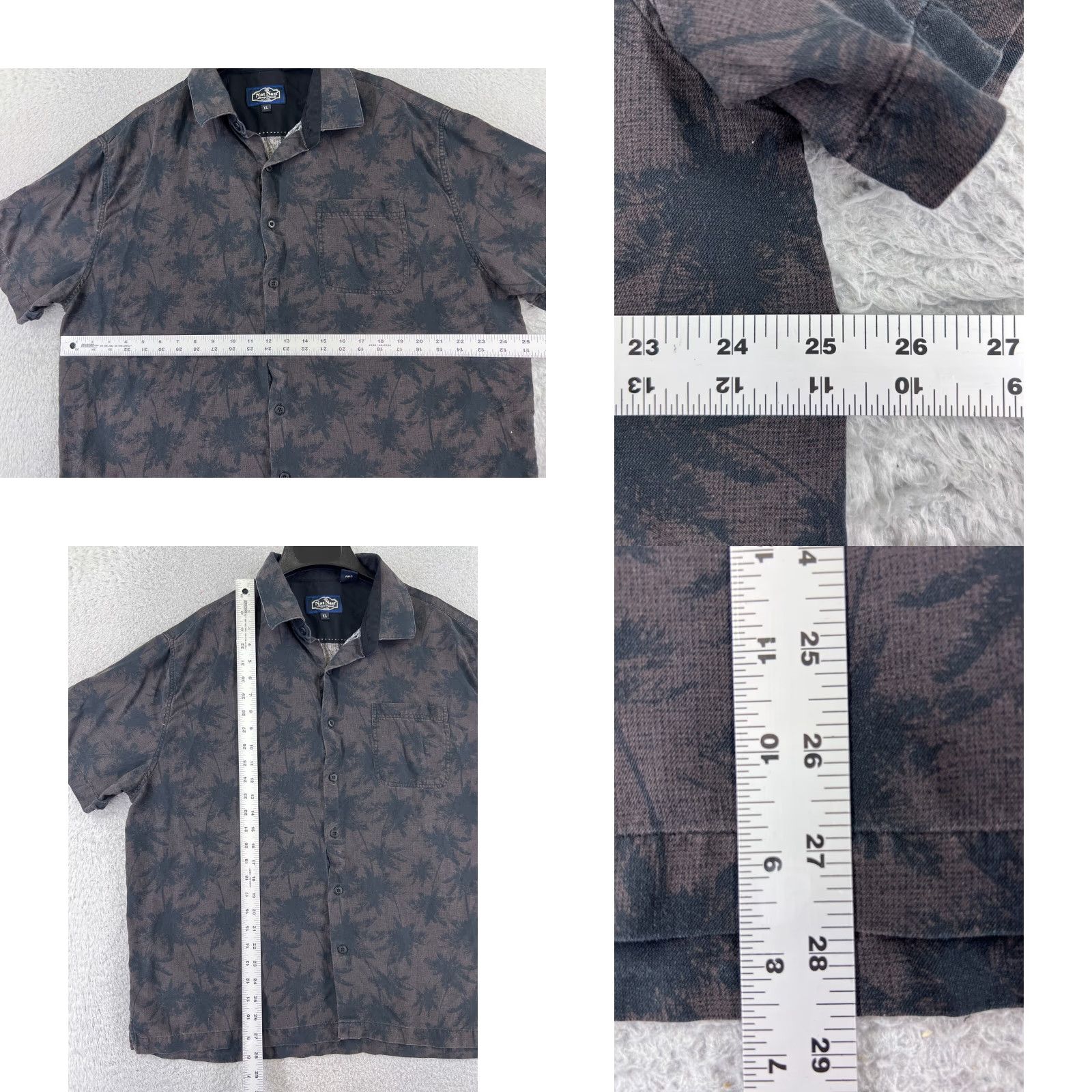 Nat Nast Nat Nast Shirt Mens 2XL Gray Silk Blend Hawaiian Pocket Short Sleeve Size US XXL / EU 58 / 5 - 8 Thumbnail