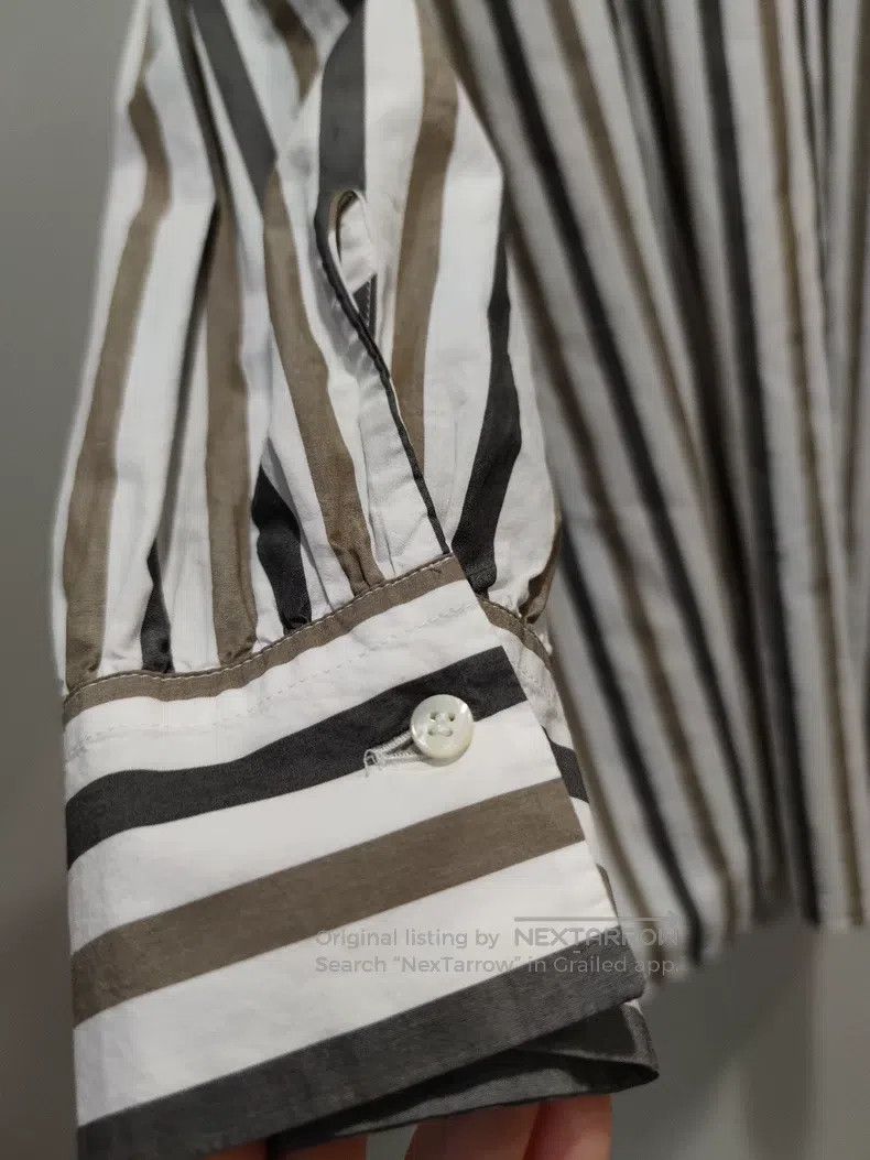 Brunello Cucinelli Brunello Cucinelli Striped Beaded Shirt Long Sleeve Raglan Size L / US 10 / IT 46 - 4 Thumbnail