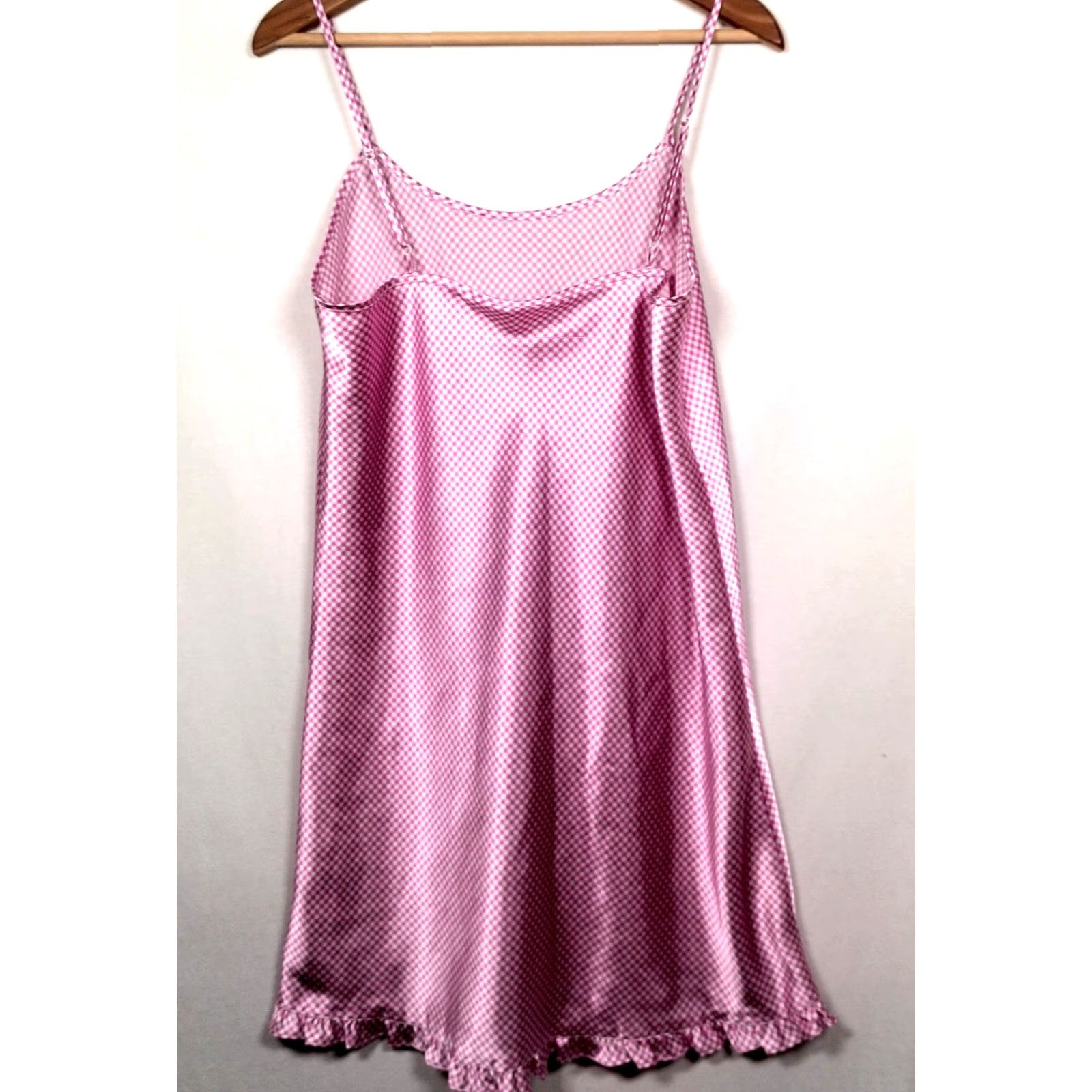 Vintage Jaclyn Smith Nightgown Large Purple White Gingham Check Plaid Chemise Satin Sleeveless Pullover Scoop Neck Women Nightgown XS? Size ONE SIZE - 3 Thumbnail