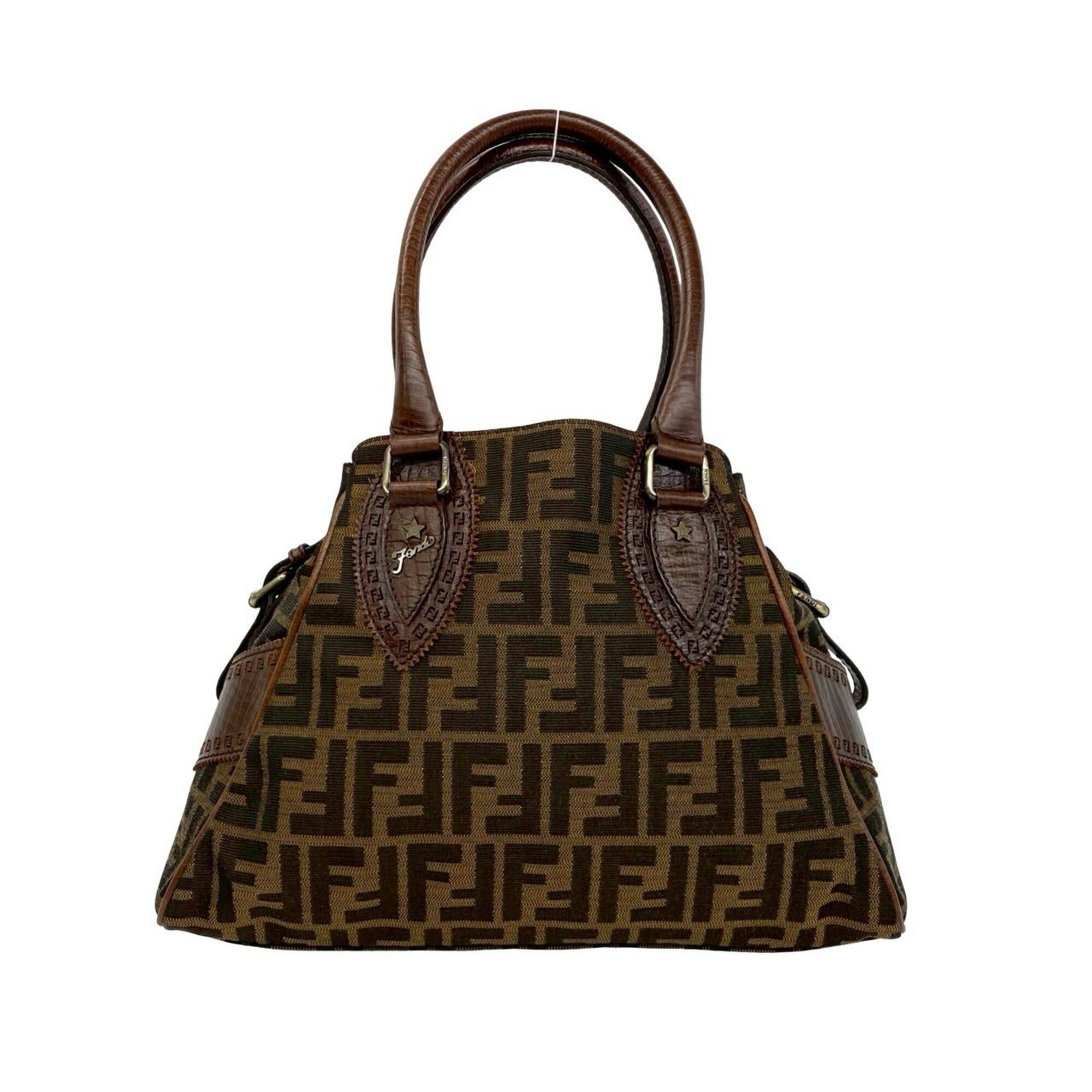 Fendi FENDI Zucca FF pattern logo hardware canvas leather genuine handbag mini tote bag brown 22186 Size ONE SIZE - 1 Thumbnail