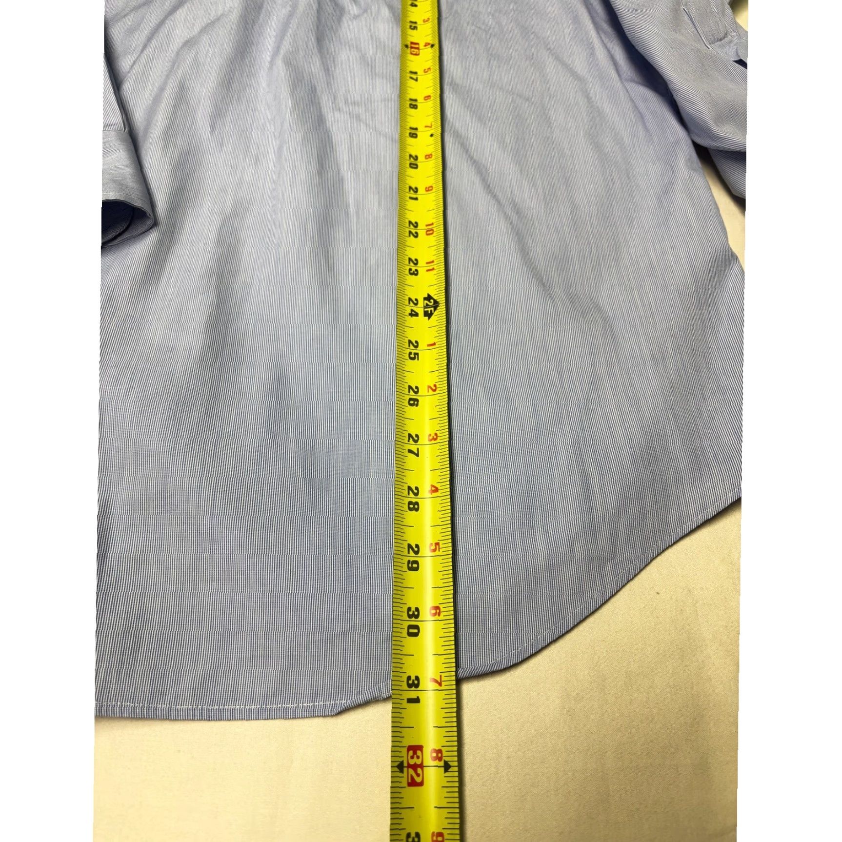 Polo Ralph Lauren Polo Ralph Lauren Dress Shirt Men 16.5 32/33 Custom Fit Pinstripe Blue Button-Up Non-Iron Long Sleeve 100% Cotton Reg Men Versatile Workwear Casual Size 46R - 7 Thumbnail