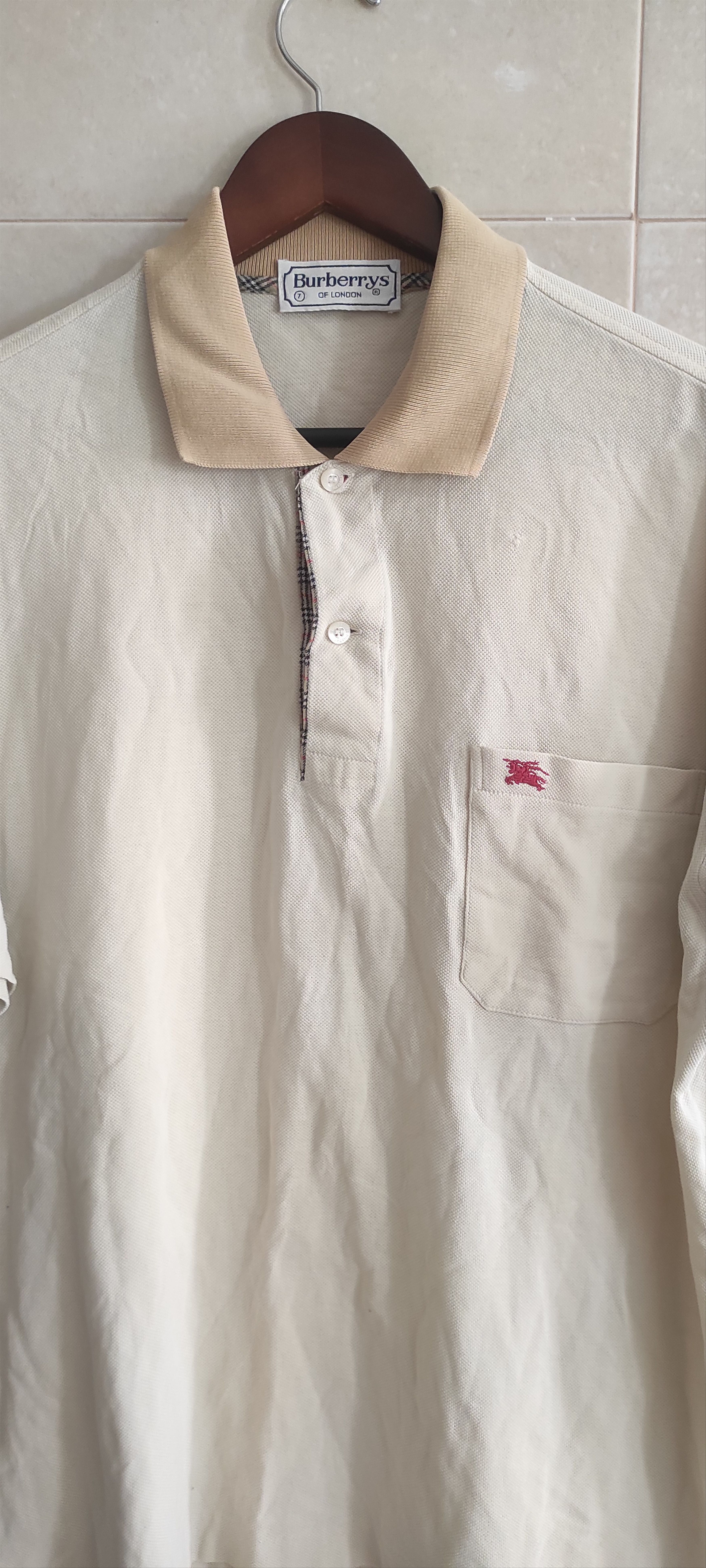 Burberry × Vintage VTG Burberry London Nova Check Polo Beige Tee Shirt Size US L / EU 52-54 / 3 - 3 Thumbnail