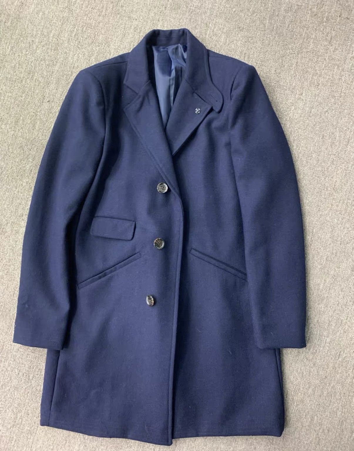 Prada PRADA Dark Blue High-Density Wool Business Coat Size US M / EU 48-50 / 2 - 1 Thumbnail