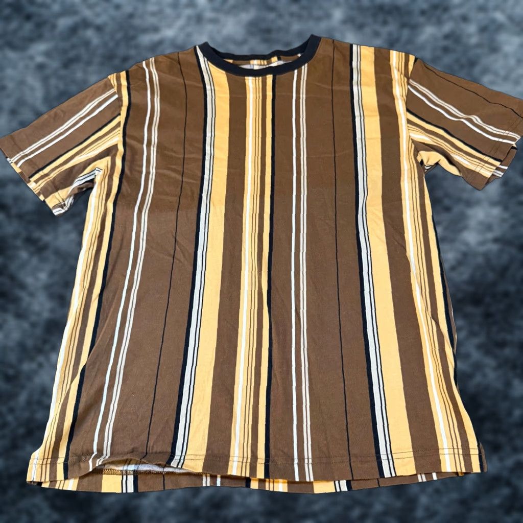 Pacsun VINTAGE PacSun Striped T-Shirt Brown Yellow White Black Cotton Casual Mens Medium Size US M / EU 48-50 / 2 - 1 Thumbnail