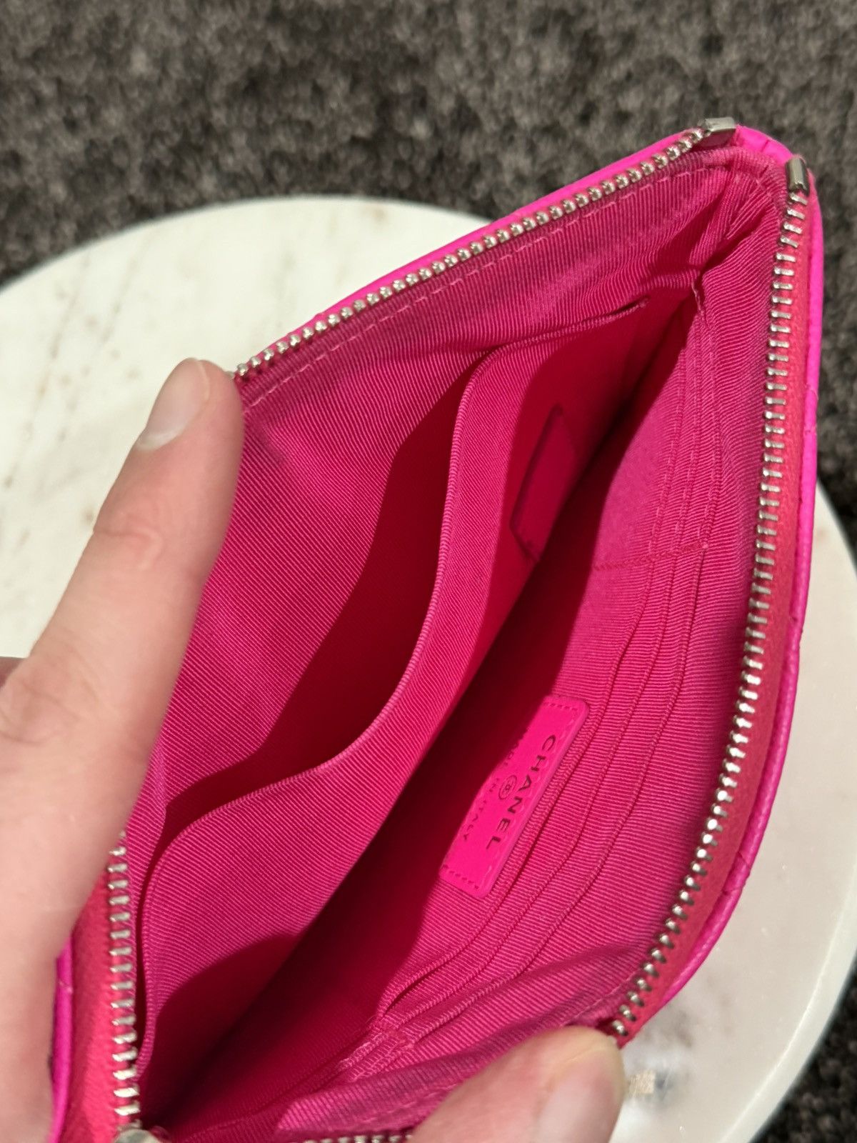 Chanel Chanel Pink Goatskin Quilted Cavier O-Case Pouch Wallet Bag Size ONE SIZE - 13 Thumbnail