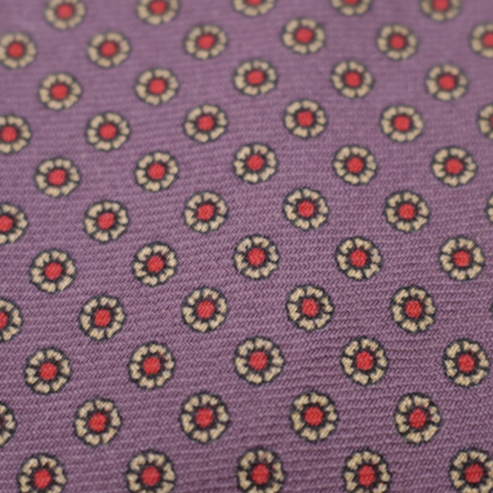 Designer Rooster Purple Red Geometric Floral Print Wool Tie Short Ski Size ONE SIZE - 2 Thumbnail