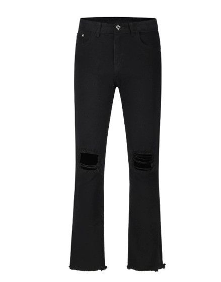 Jean Retro slim-fit straight leg black ripped jeans Size US 32 / EU 48 - 5 Thumbnail