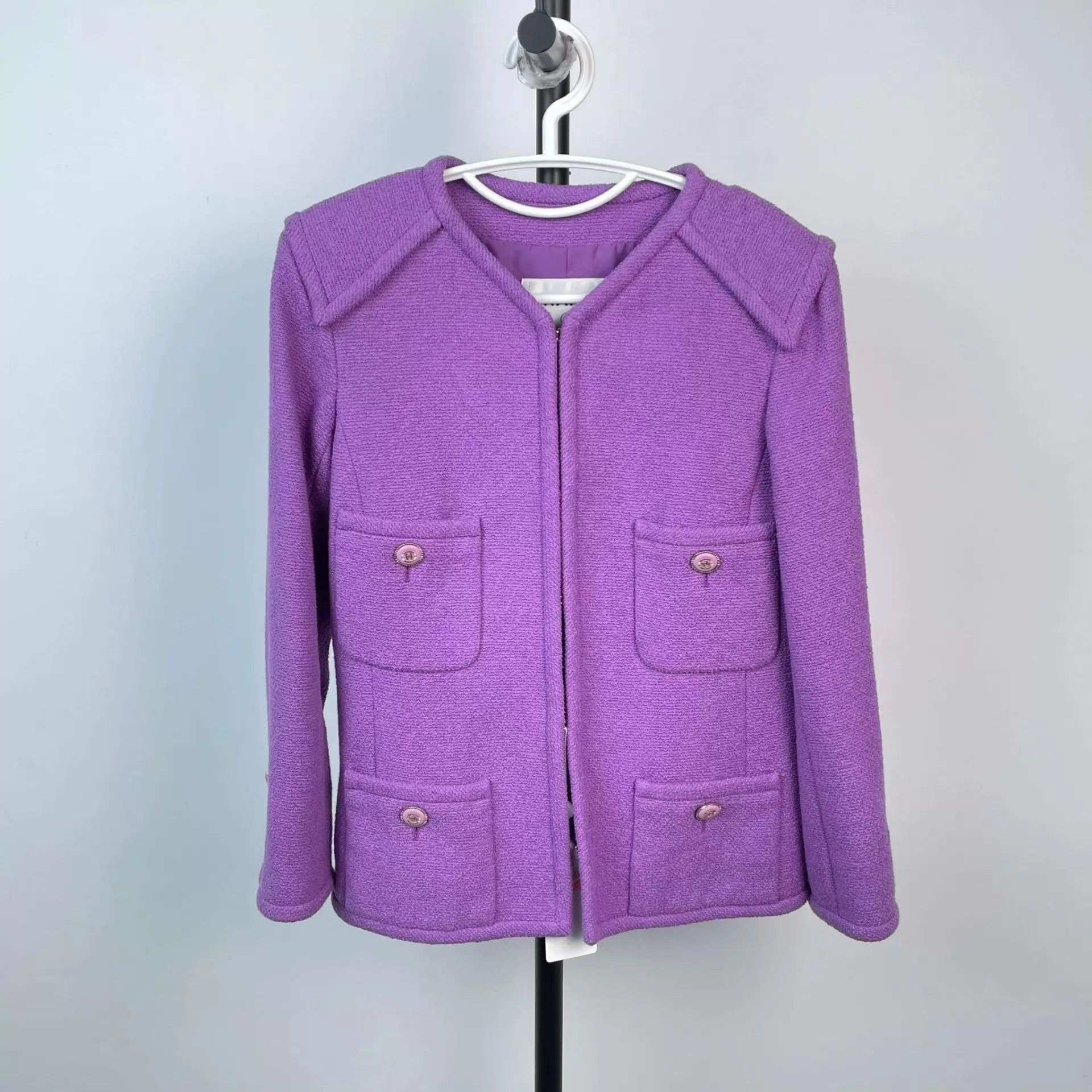 Chanel Chanel tweed women's jacket Purple 36 95 New Size XS / US 0-2 / IT 36-38 - 1 Thumbnail