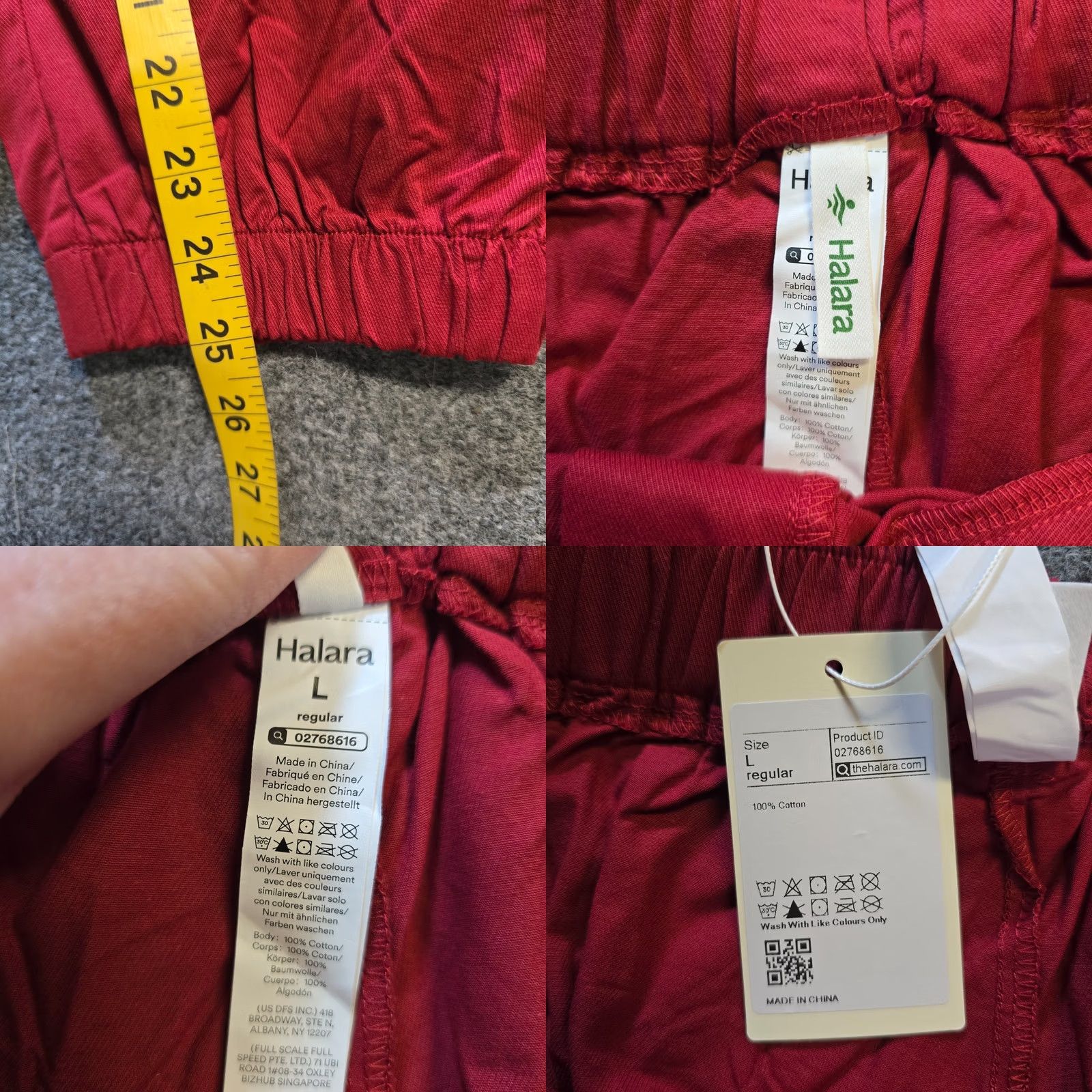 Vintage Halara Pants Women Large Red Mid Rise Casual Cotton Joggers Pockets Crop Tapered Inseam 25in Twist: High Rise? (adjusted by data) Size 36" / US 14 / IT 50 - 8 Thumbnail