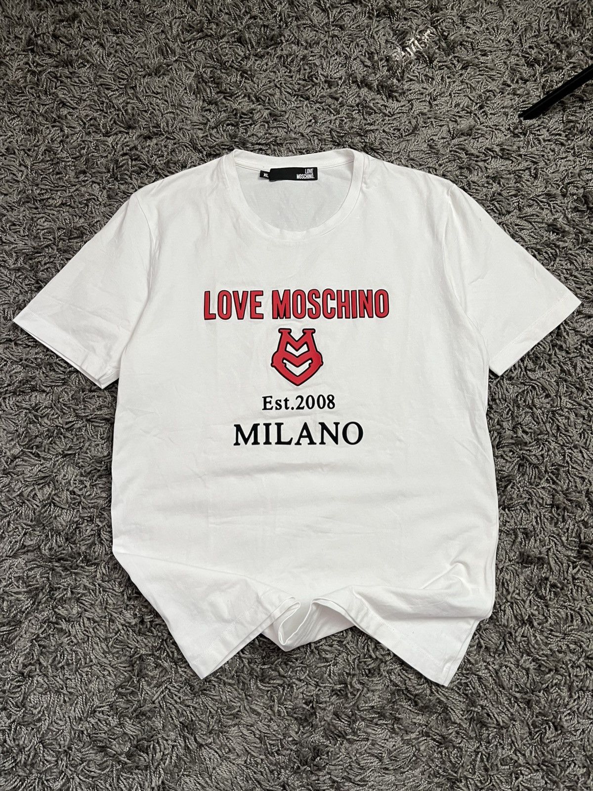 Moschino Love Moschino Est. 2008 Milano Graphic Tee White Size US XL / EU 56 / 4 - 2 Thumbnail