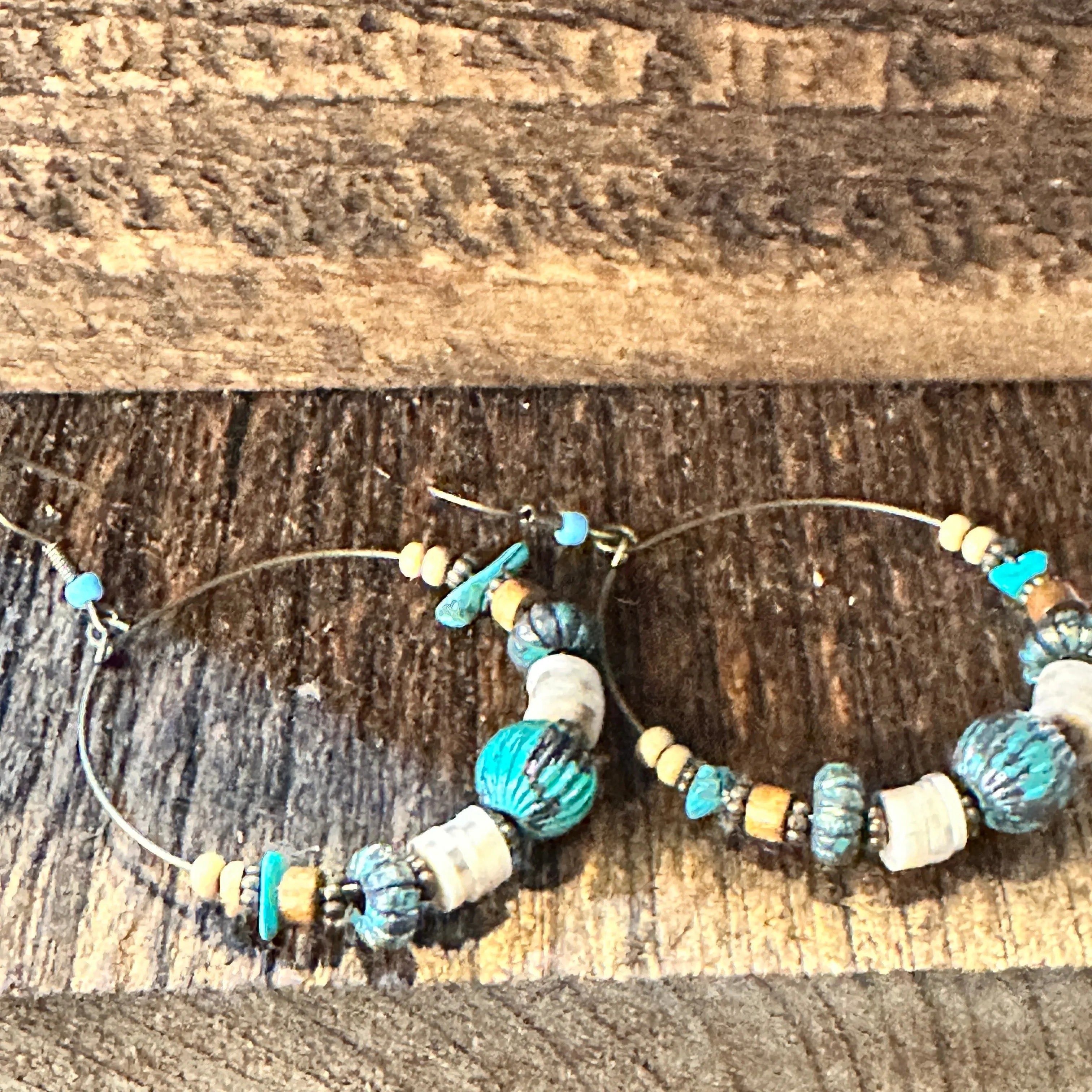 Other Handmade Western Hippie Copper Wire Turquoise Wooden Beads D Size ONE SIZE - 7 Thumbnail