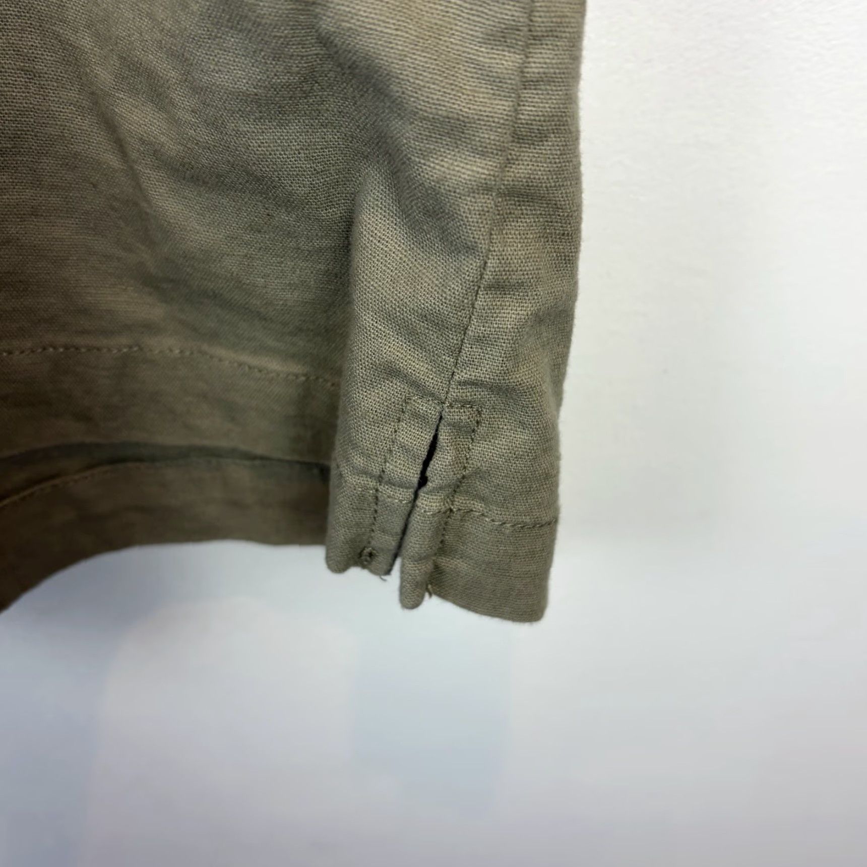 CO D&Co. Denim Co Button-Up Tunic Shirt Womens 3X Beige Solid Short Sleeve Collared Casual Size XXL / US 16-18 / IT 52-54 - 4 Thumbnail