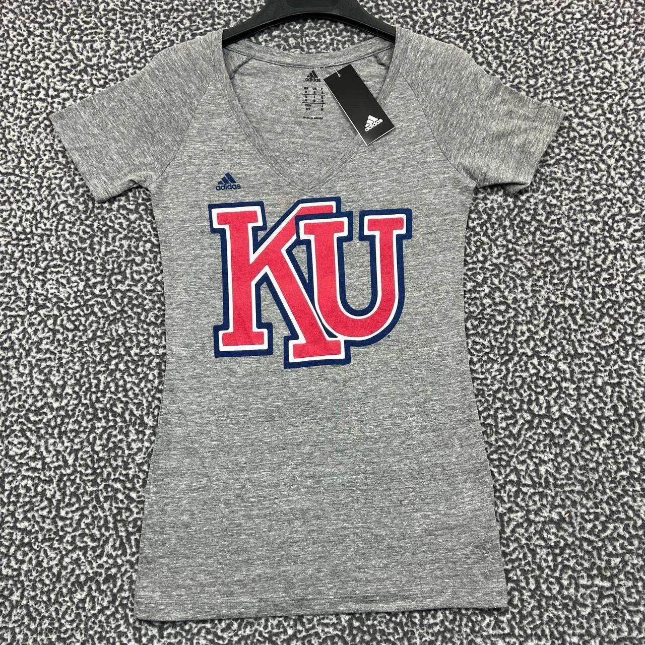 Adidas Kansas Jayhawks Shirt Women Adidas Short Sleeve V-Neck New S Size S / US 4 / IT 40 - 1 Thumbnail
