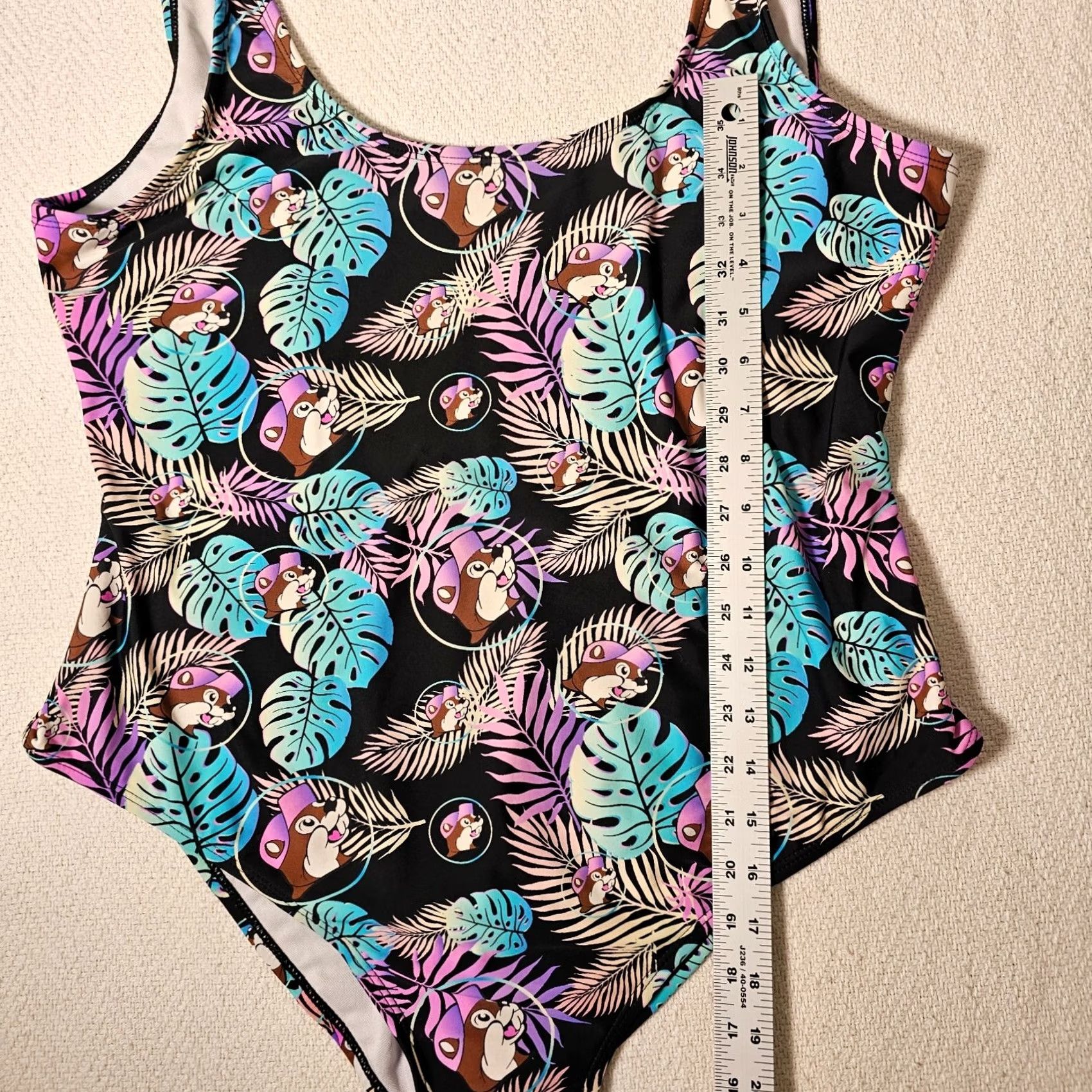 Vintage Buc-ee's One Piece Palm Leaf Black 2X Women’s Swimsuit Nylon Spandex Padded Lightweight Breathable Vintage: No (adjusted under constraints) Size ONE SIZE - 3 Thumbnail