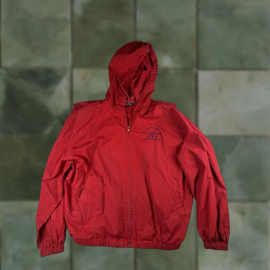 Polo Ralph Lauren VINTAGE Polo Ralph Lauren Mens Jacket Windbreaker Zip Red 80s 90s Logo Embroidered Full Zip Pockets Size US M / EU 48-50 / 2 - 1 Thumbnail