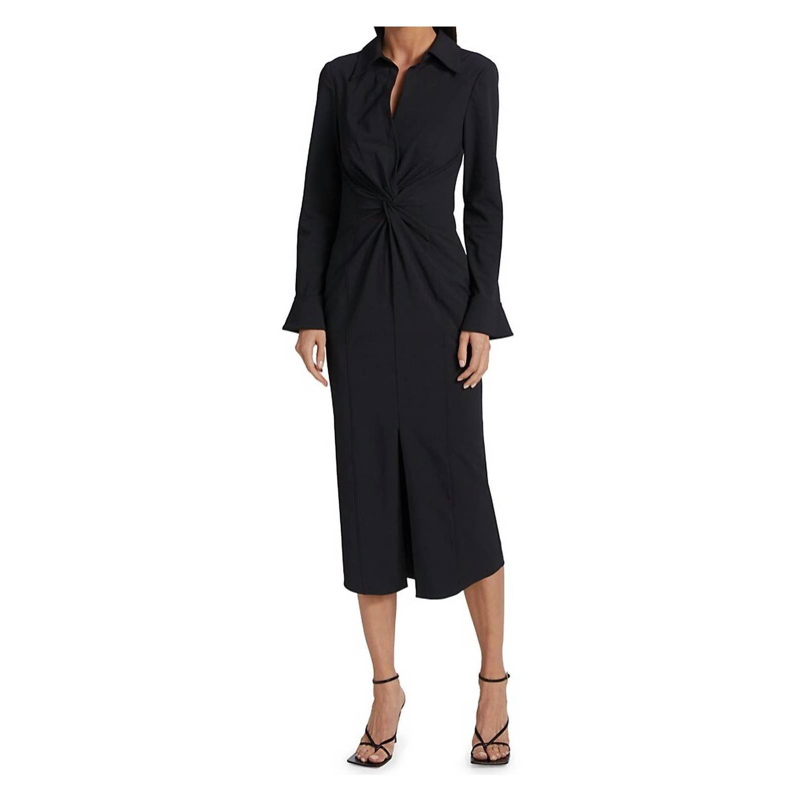 Cinq a sept Mckenna Long Sleeves Collared Midi Dress In Black | Grailed