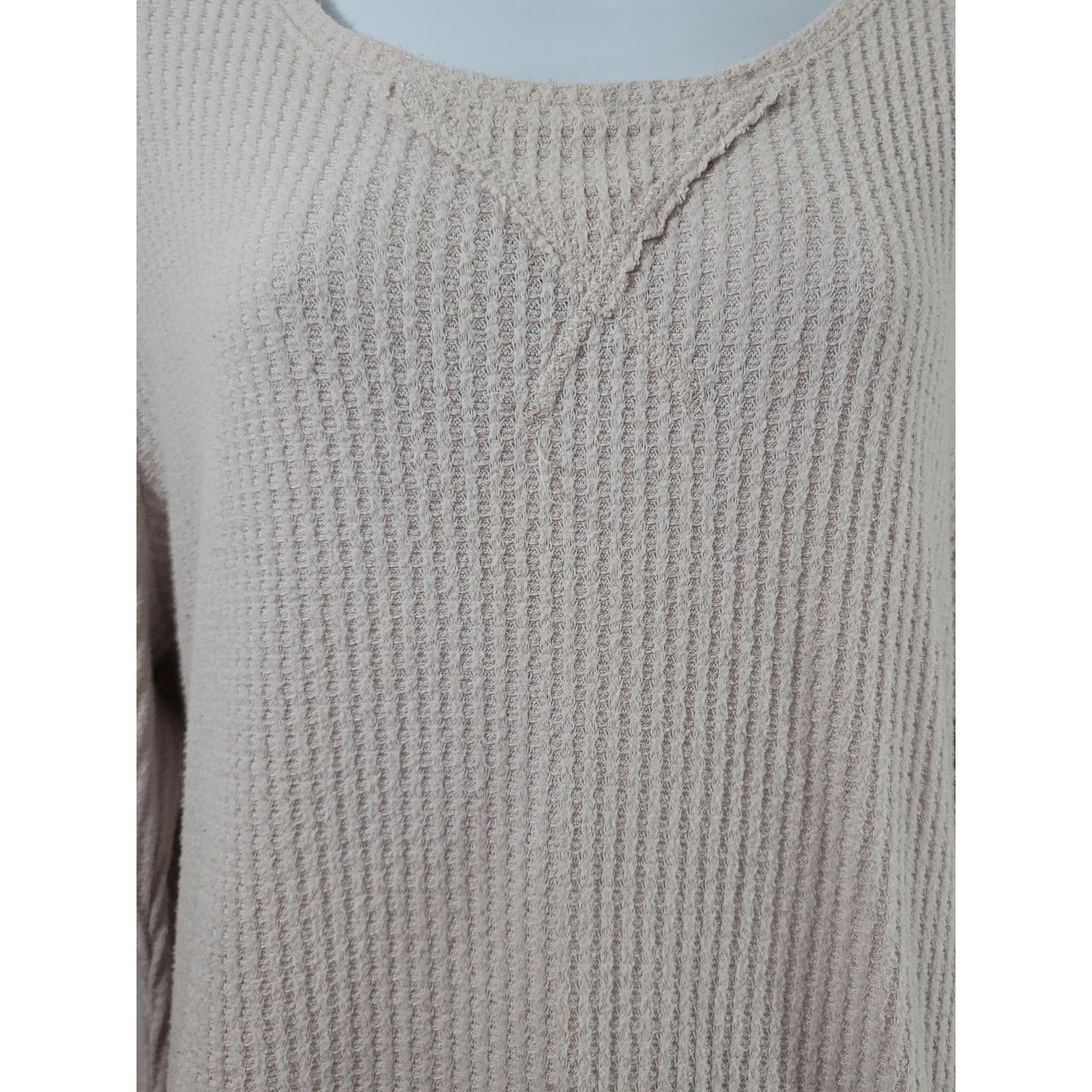 Other Green Tea Light Pink Waffle Knit Top Large Lightweight Soft Size L / US 10 / IT 46 - 5 Thumbnail