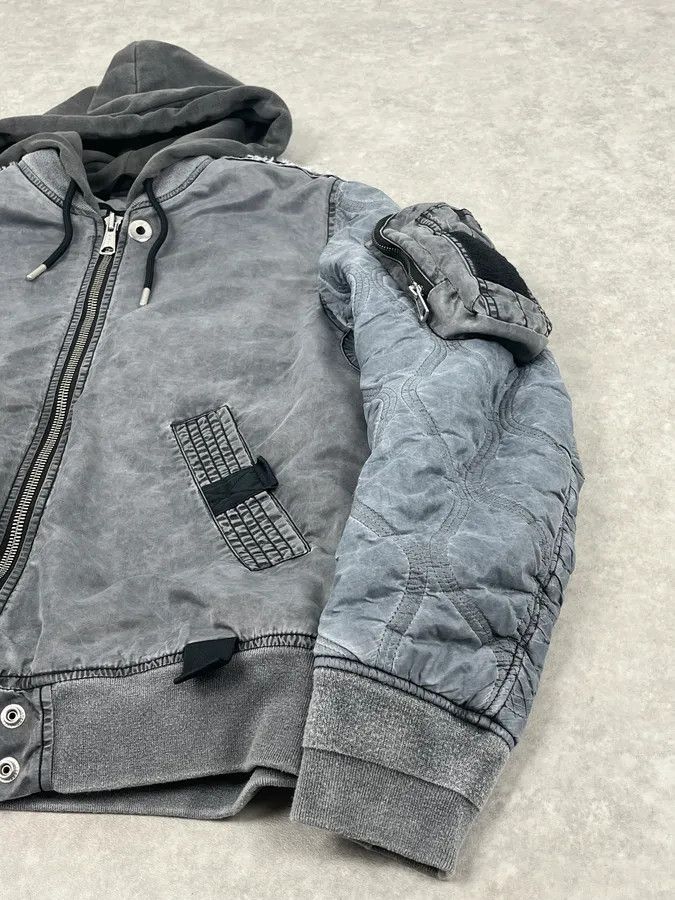 Diesel Diesel Grey Aero Hooded Bomber Jacket Size US S / EU 44-46 / 1 - 8 Thumbnail