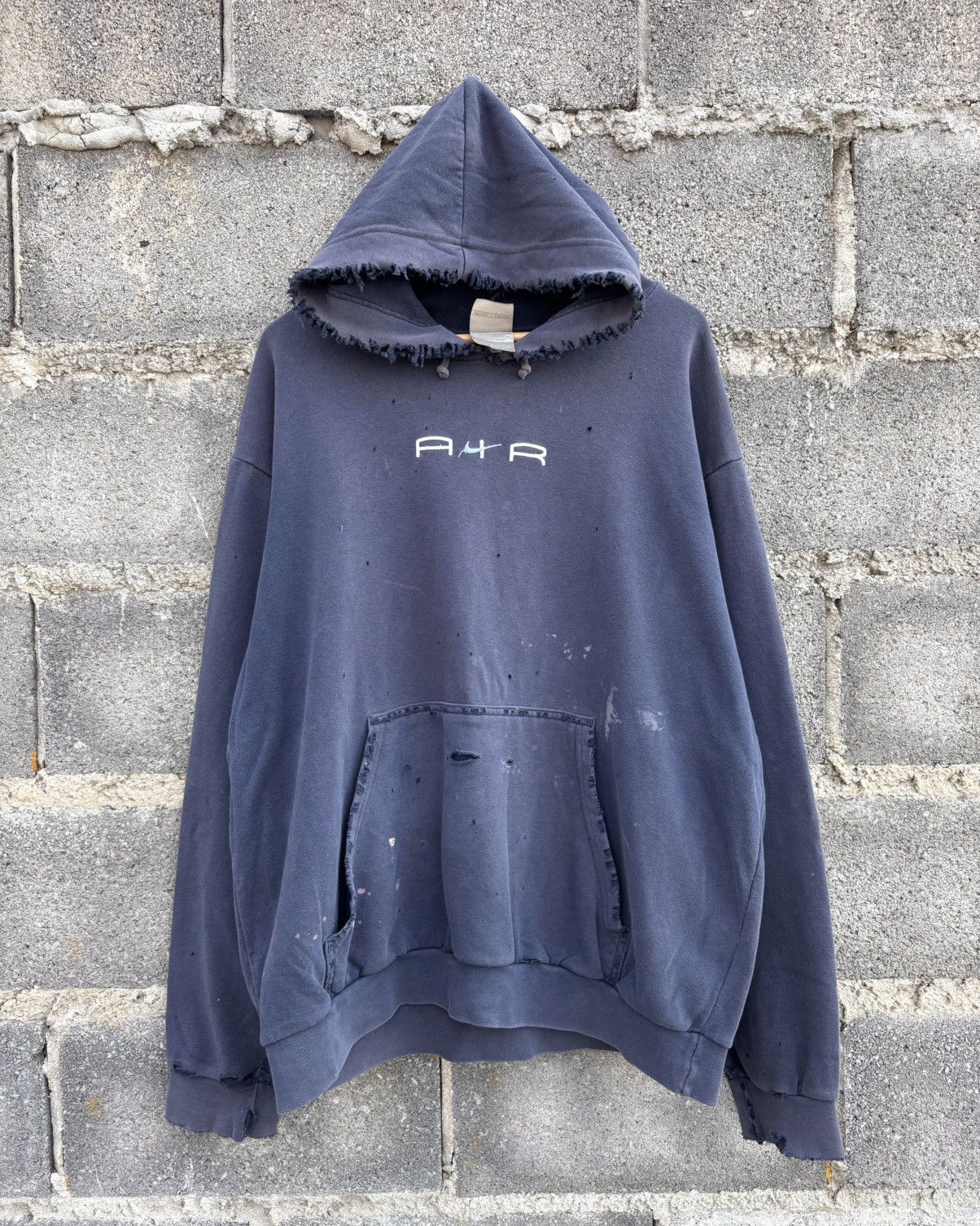 Nike Distressed Faded Nike Air Center Swoosh Hoodie Thrashed Size US L / EU 52-54 / 3 - 9 Thumbnail