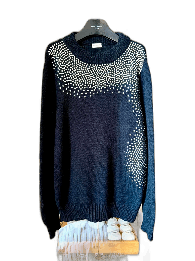 Saint Laurent Paris saint laurent black studded wool sweater Size US S / EU 44-46 / 1 - 1 Thumbnail