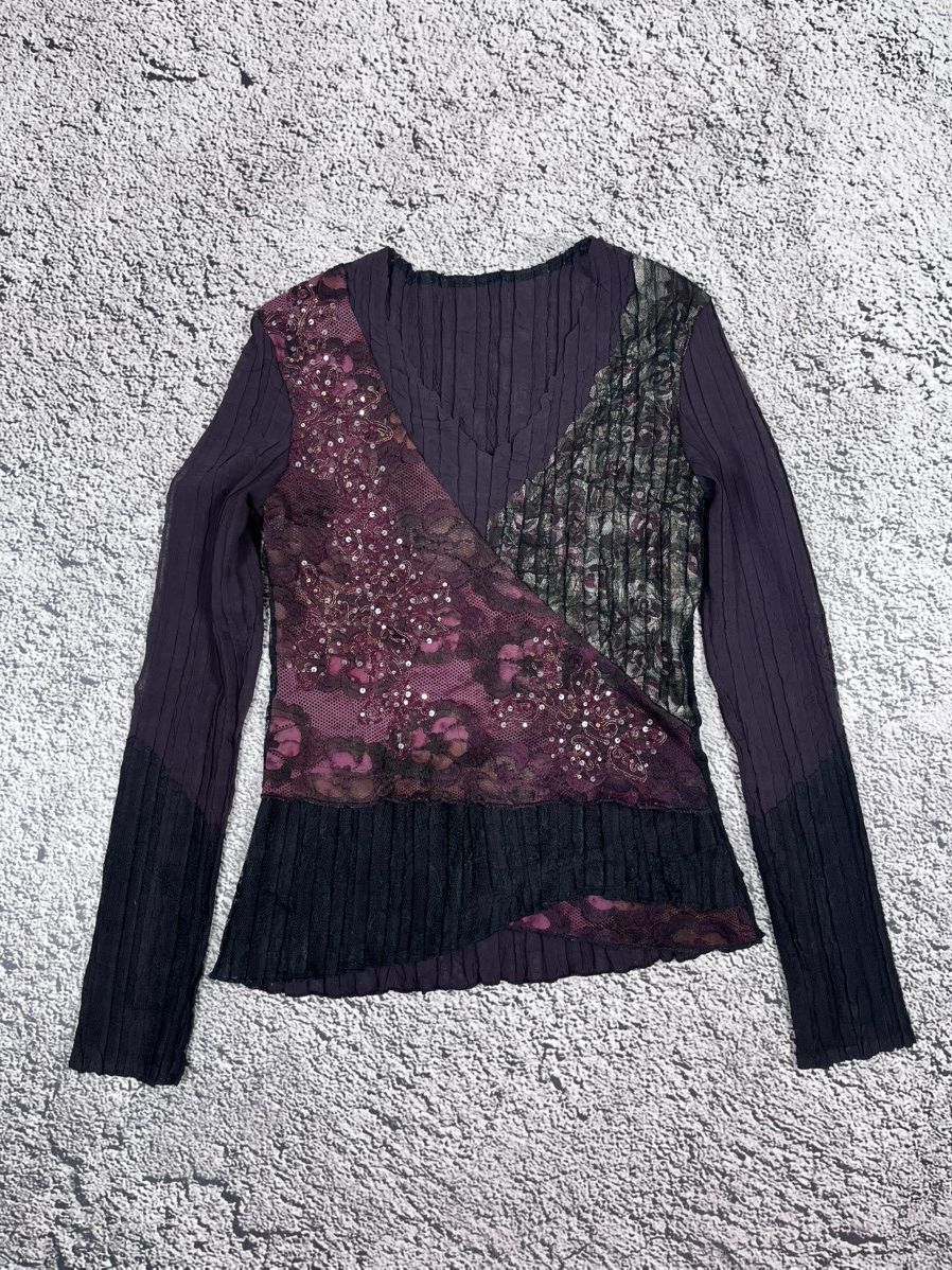 Japanese Brand VTG Y2K Gothic Asymmetric Lace Sequin Mesh Top Avant Garde Size M / US 6-8 / IT 42-44 - 1 Thumbnail