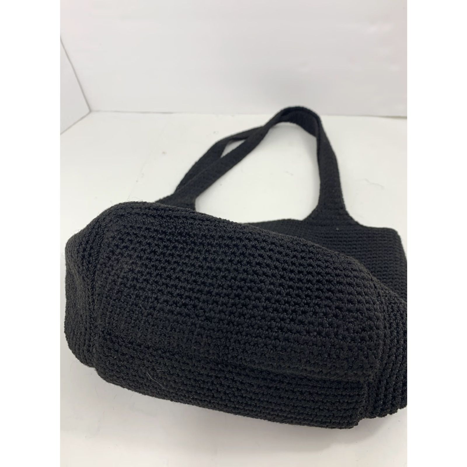 The Sak The Sak Crochet Woven Bucket Bag Purse Black Fabric Hobo Shoulder Bag, 13x9, Bohemian Hippie Handbag Womens Medium Size ONE SIZE - 2 Thumbnail