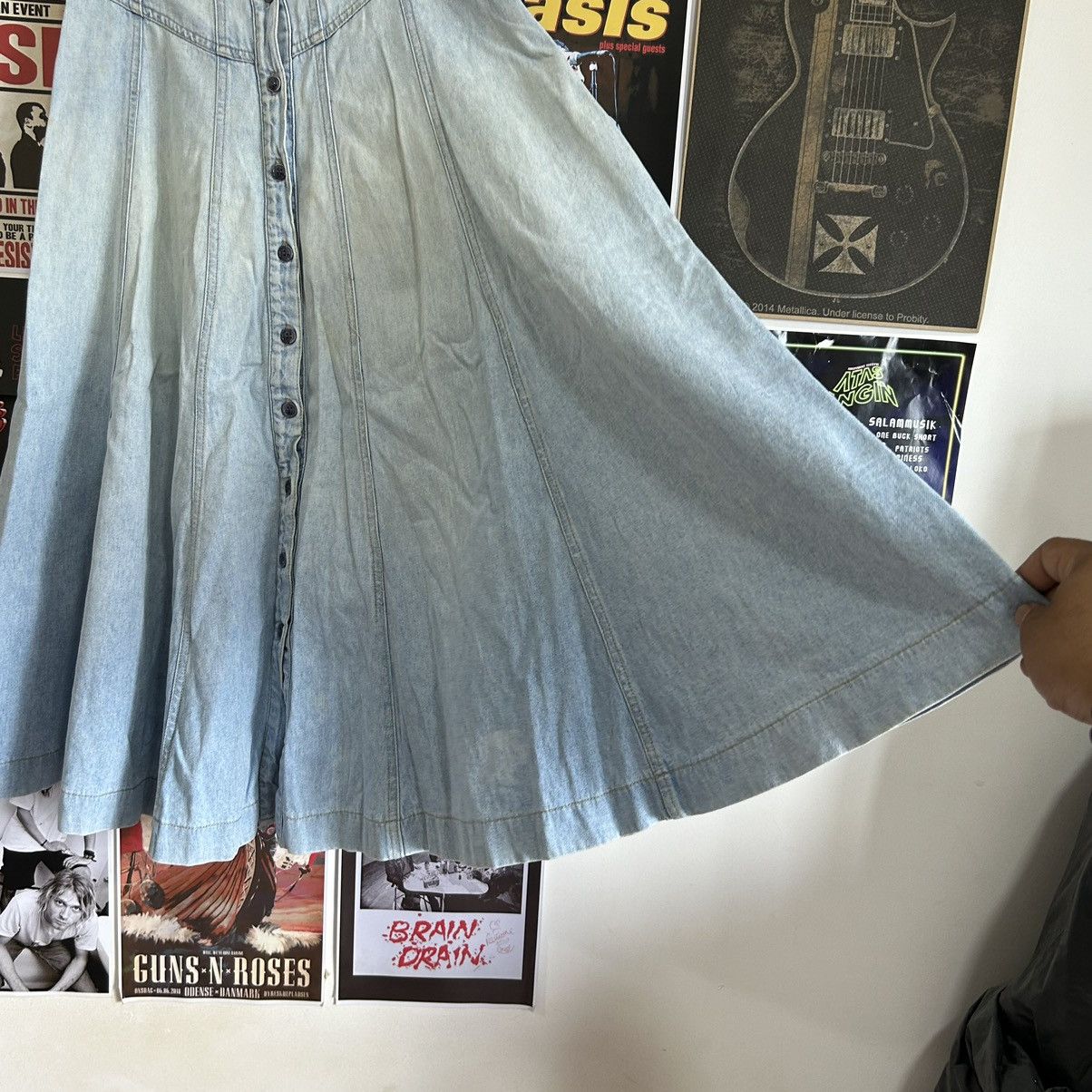 Vintage Vintage Valman Washed Blue Denim Skirt Size 27" / US 4 / IT 40 - 5 Thumbnail