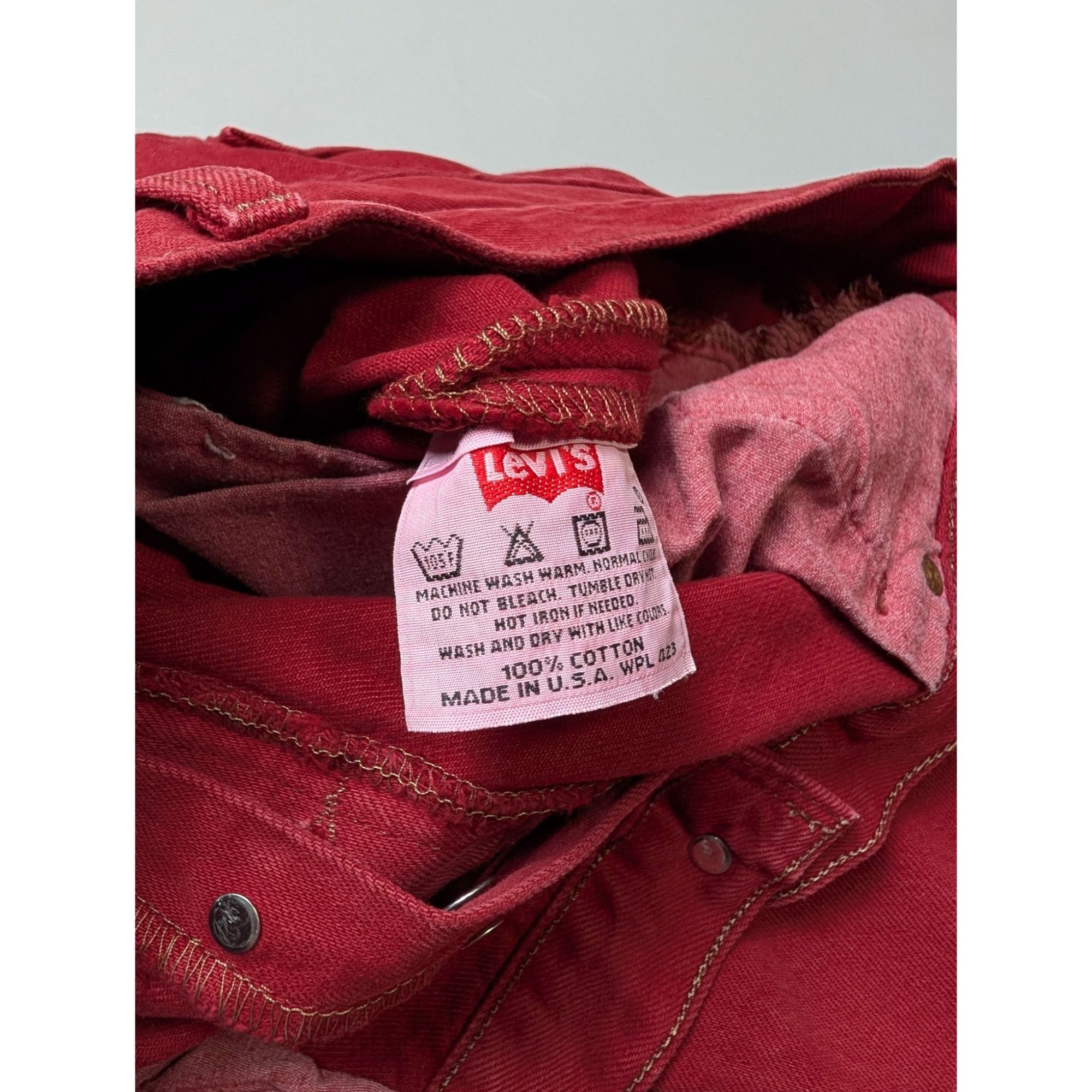 Levi's Vintage Clothing Levi's 501 Made In USA RARE Red Denim Jeans Pants (Y1077) Size US 36 / EU 52 - 7 Thumbnail