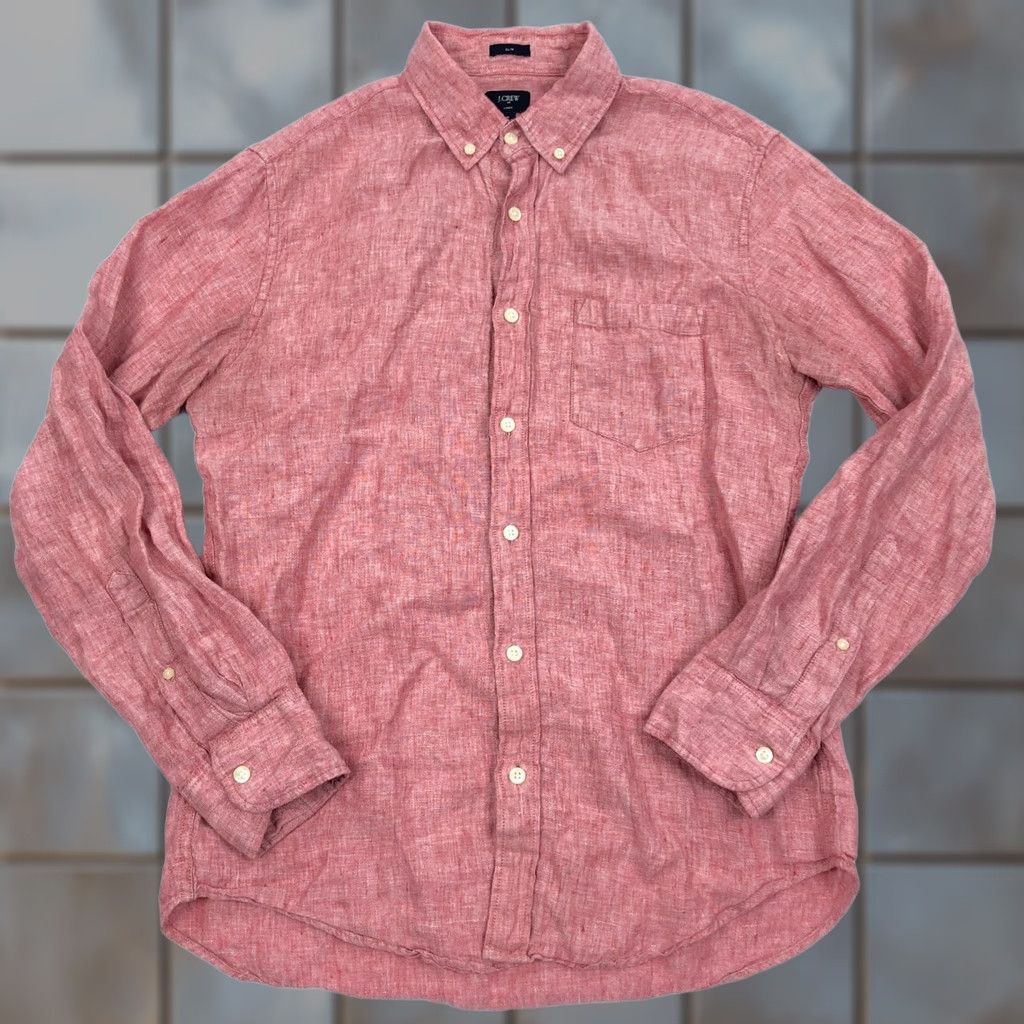 J.Crew VINTAGE J Crew Linen Shirt Mens M Slim Fit Nantucket Red Preppy Coastal Size US M / EU 48-50 / 2 - 1 Thumbnail