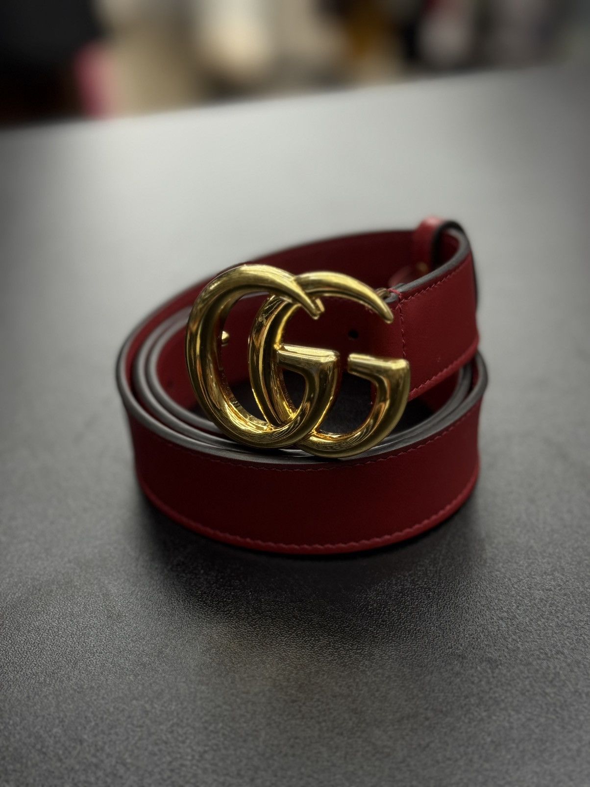 Gucci Gucci Red Belt Women’s Size 80/32 Pre Owned 🧼 Size ONE SIZE - 1 Thumbnail