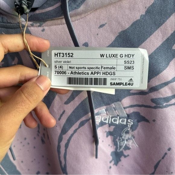 Adidas NWT ADIDAS WOMEN’S LUXE G HOODIE SAMPLE4U SILVER VIOLET SZ S Size S / US 4 / IT 40 - 3 Thumbnail