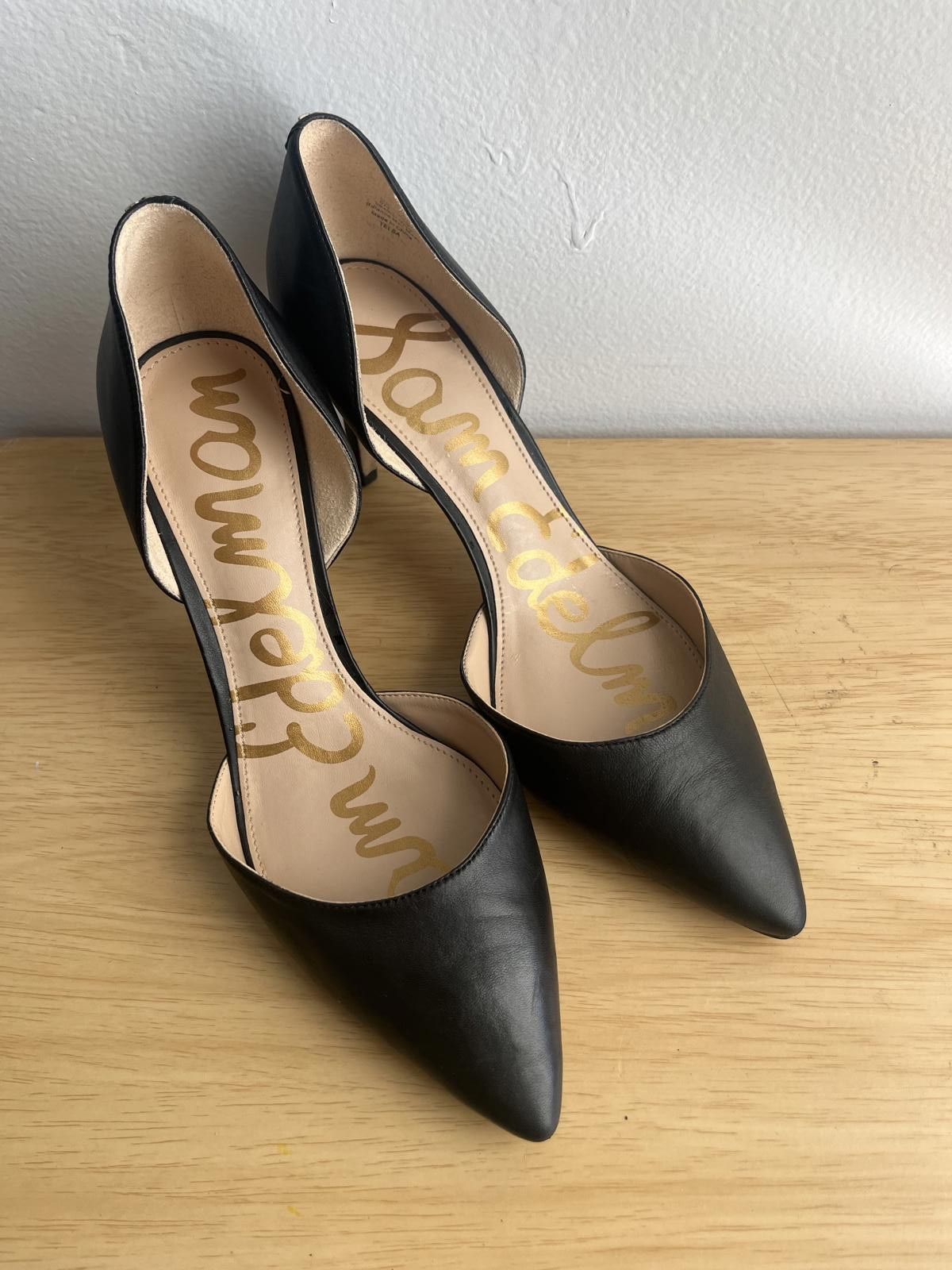 Designer Sam Edelman, Black Pointy Toe Heels, Jaina d'Orsay Pumps Size US 8 / IT 38 - 1 Thumbnail