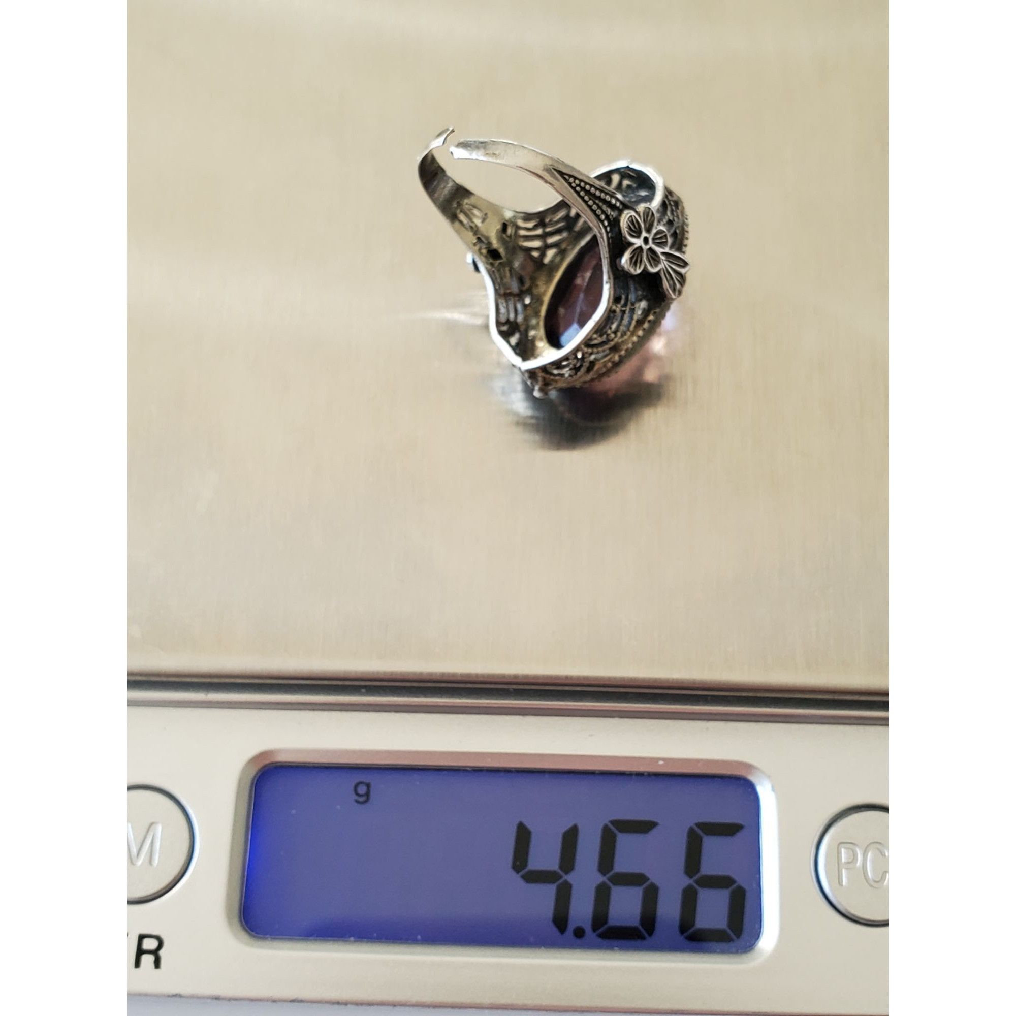 Vintage Vintage Art Deco Sterling Silver Amethyst Filigree Ring Size ONE SIZE - 5 Thumbnail