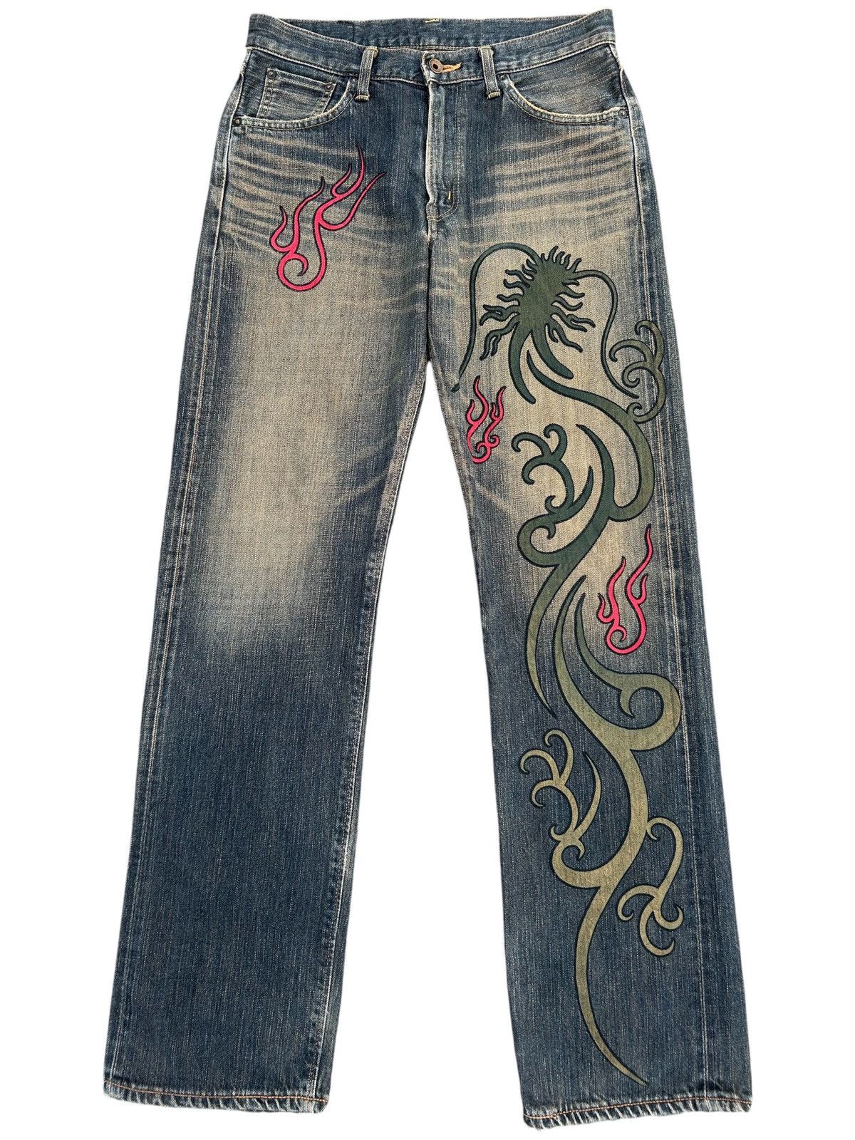 Kapital VINTAGE EDWIN 505 SELVEDGE RUSTY DISTRESSED DENIM JEANS Size US 32 / EU 48 - 1 Thumbnail