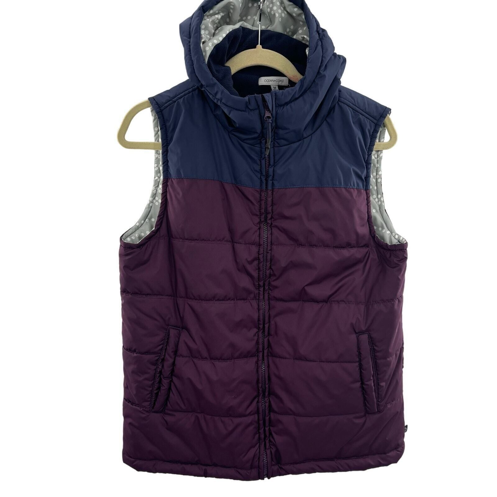 Other Ocean + Coast Women's Hooded Vest Size M Colorblock Puffer V Size M / US 6-8 / IT 42-44 - 1 Thumbnail