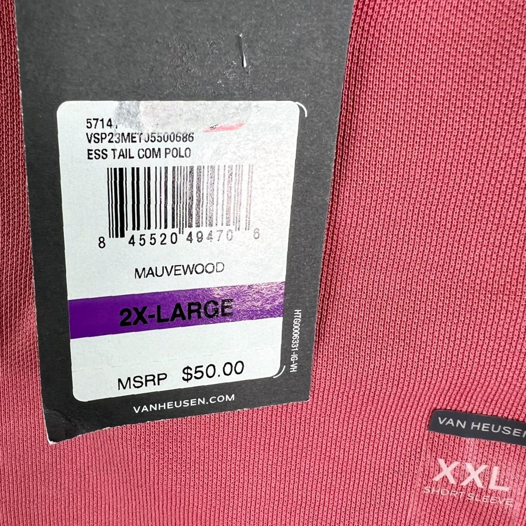 Van Heusen Van Heusen Polo Shirt Mens Regular Fit 2XL Pink Cotton Polyester Cotton Blend Short Sleeve Reg US Model Size US XXL / EU 58 / 5 - 4 Thumbnail