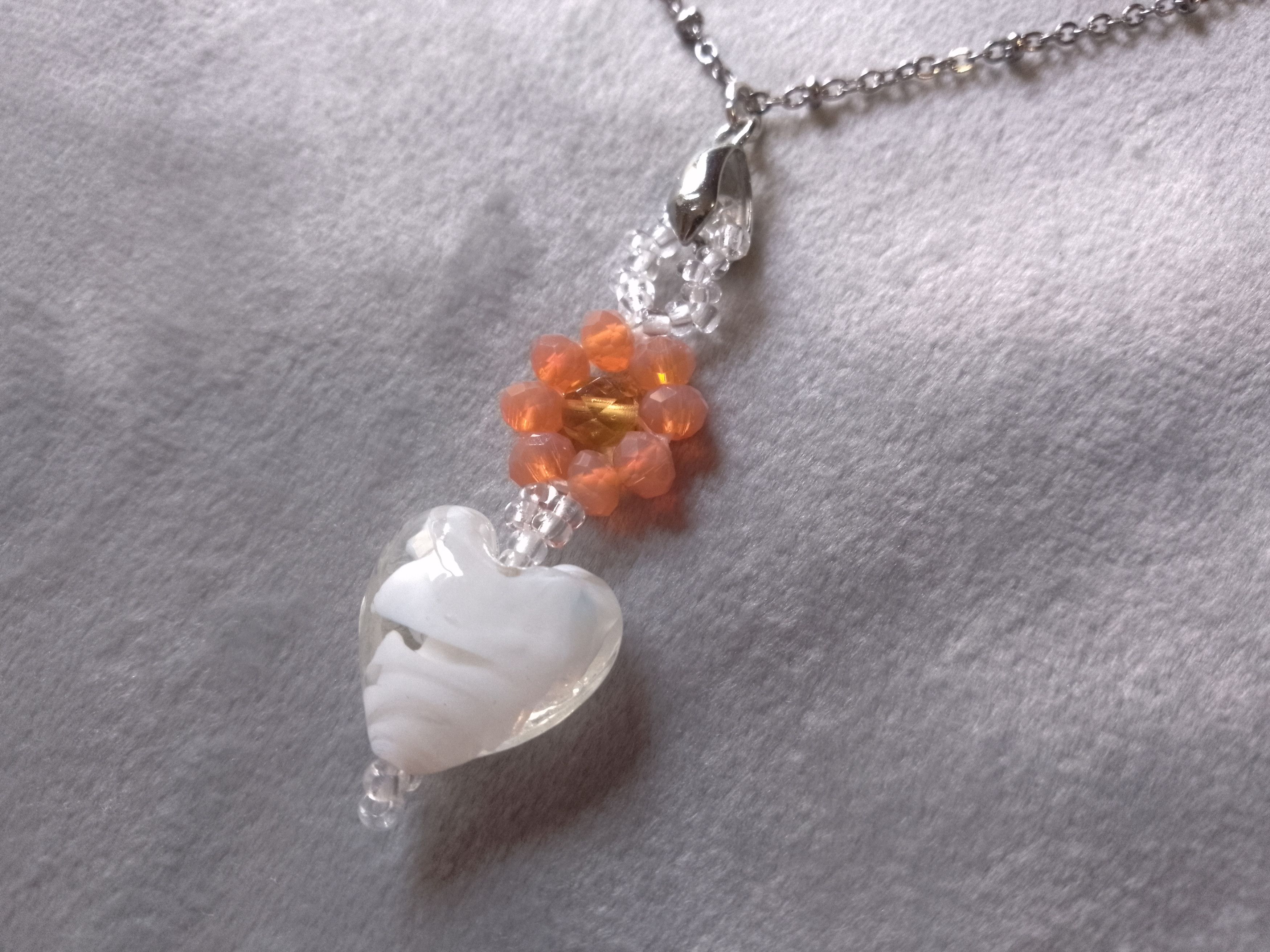 Handmade Necklace Pendant Earrings. Heart Flowers. Elegant Size ONE SIZE - 4 Thumbnail