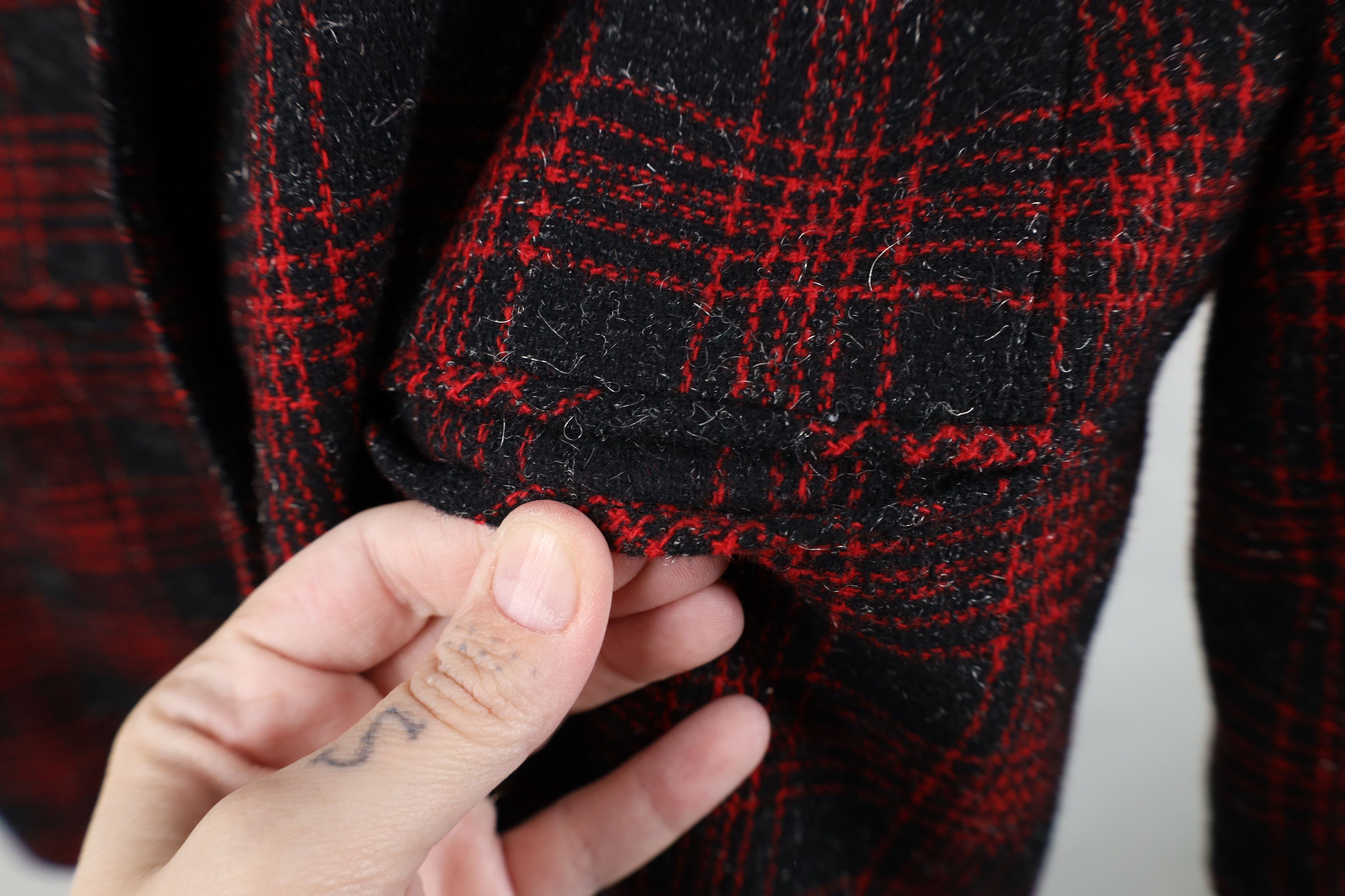 Vintage Vintage 90s Wool Tweed Suit Coat Blazer Jacket Red Plaid Size XXL / US 16-18 / IT 52-54 - 7 Thumbnail