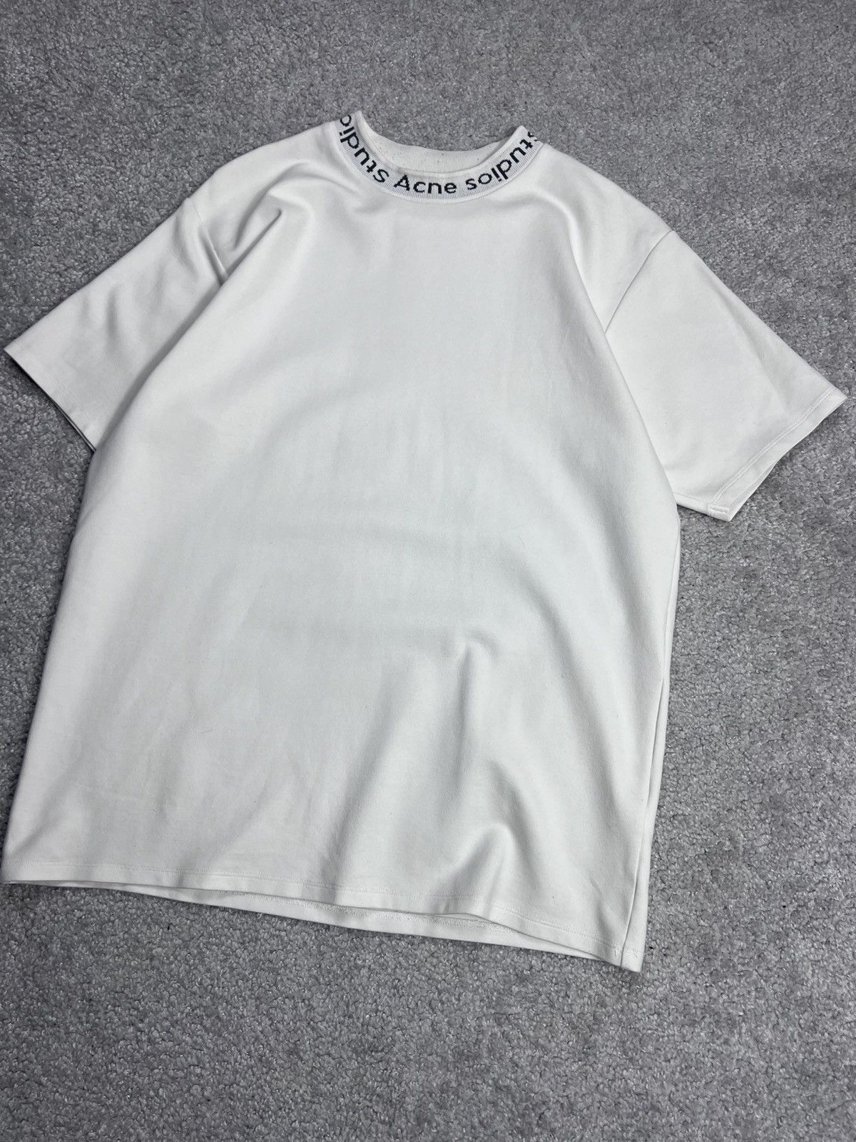 Acne Studios Acne Studios Navid Neck Logo White T Shirt Size M Size US M / EU 48-50 / 2 - 3 Thumbnail